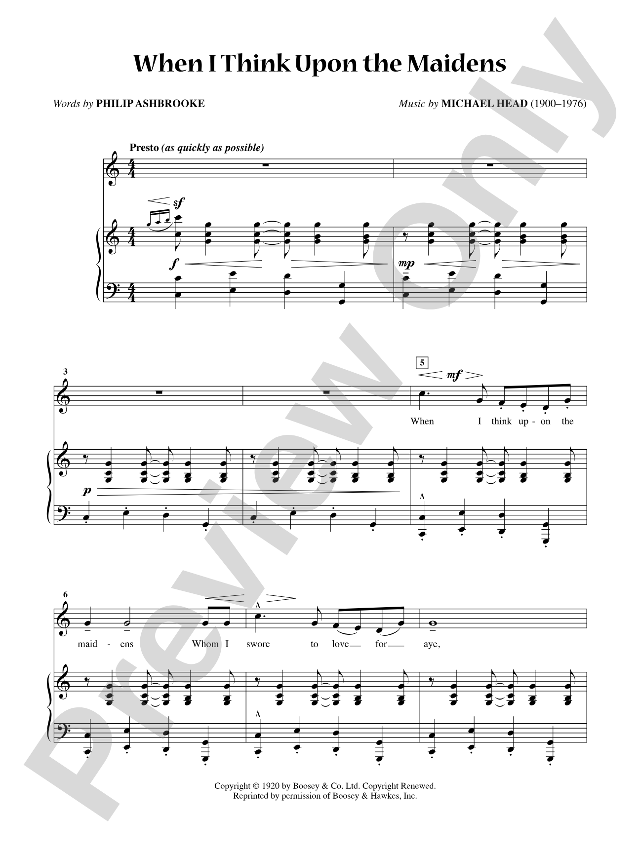 When I Think upon the Maidens [Medium Voice]: Vocal
