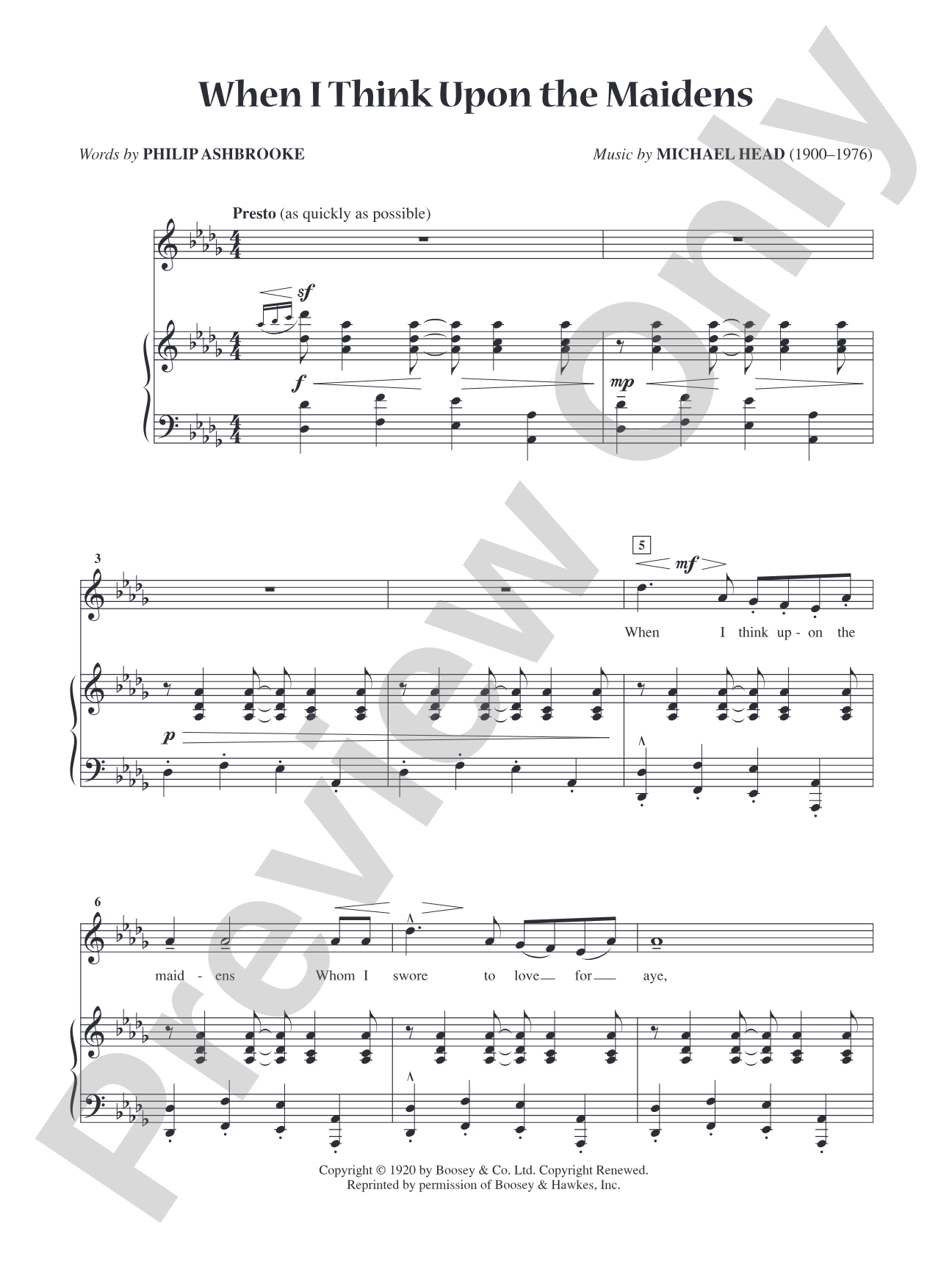 When I Think upon the Maidens [High Voice]: Vocal