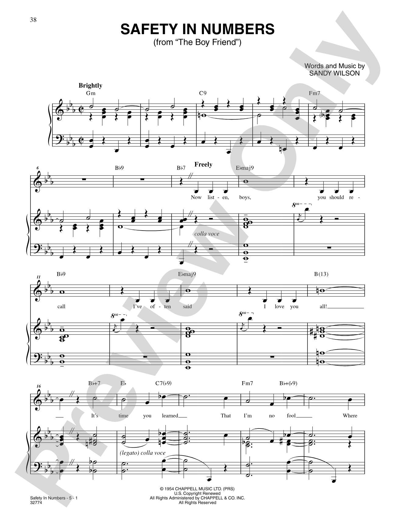 Safety in Numbers: Piano/Vocal/Chords