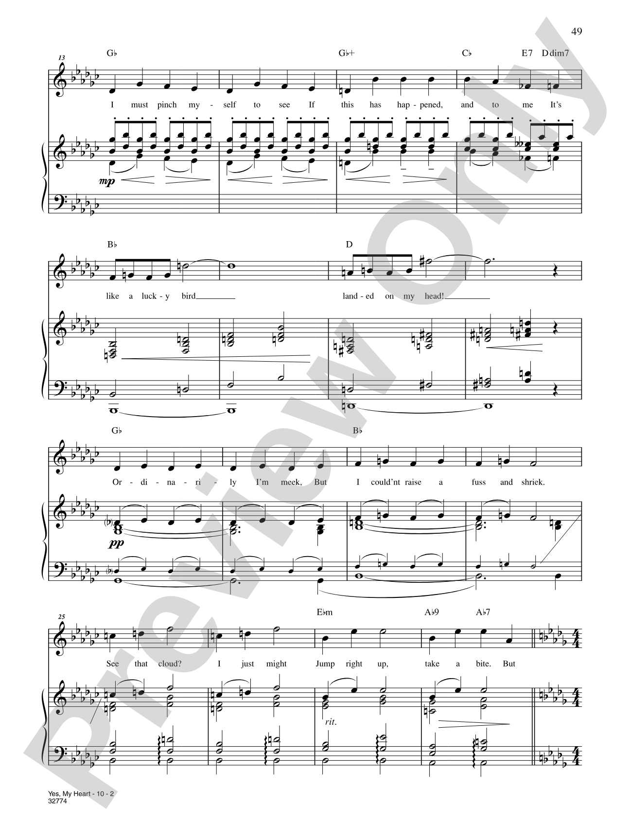 Yes, My Heart: Piano/Vocal/Chords