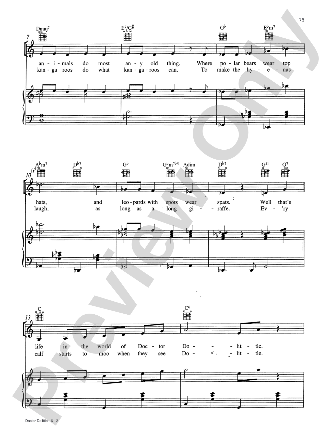 Doctor Dolittle (from "Doctor Dolittle"): Piano/Vocal/Chords