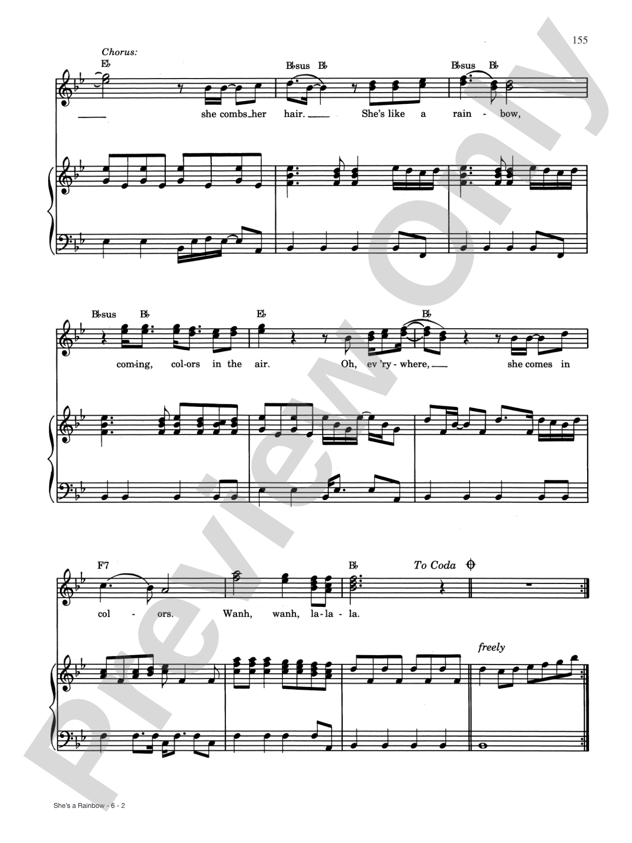 She's a Rainbow: Piano/Vocal/Chords