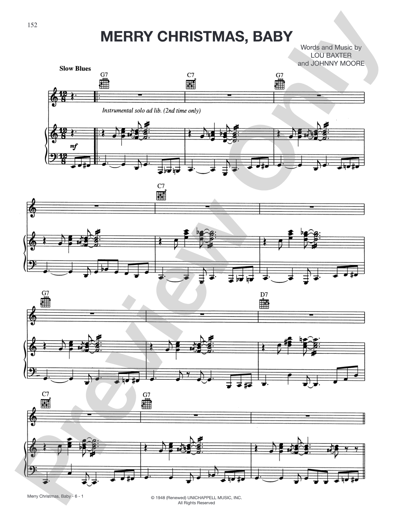Merry Christmas Baby: Piano/Vocal/Chords