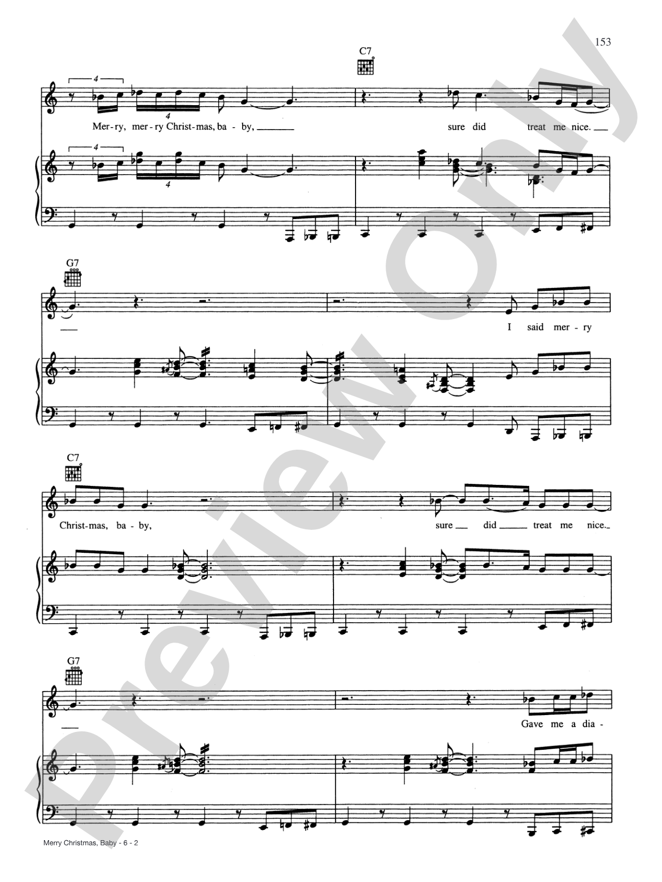 Merry Christmas Baby: Piano/Vocal/Chords