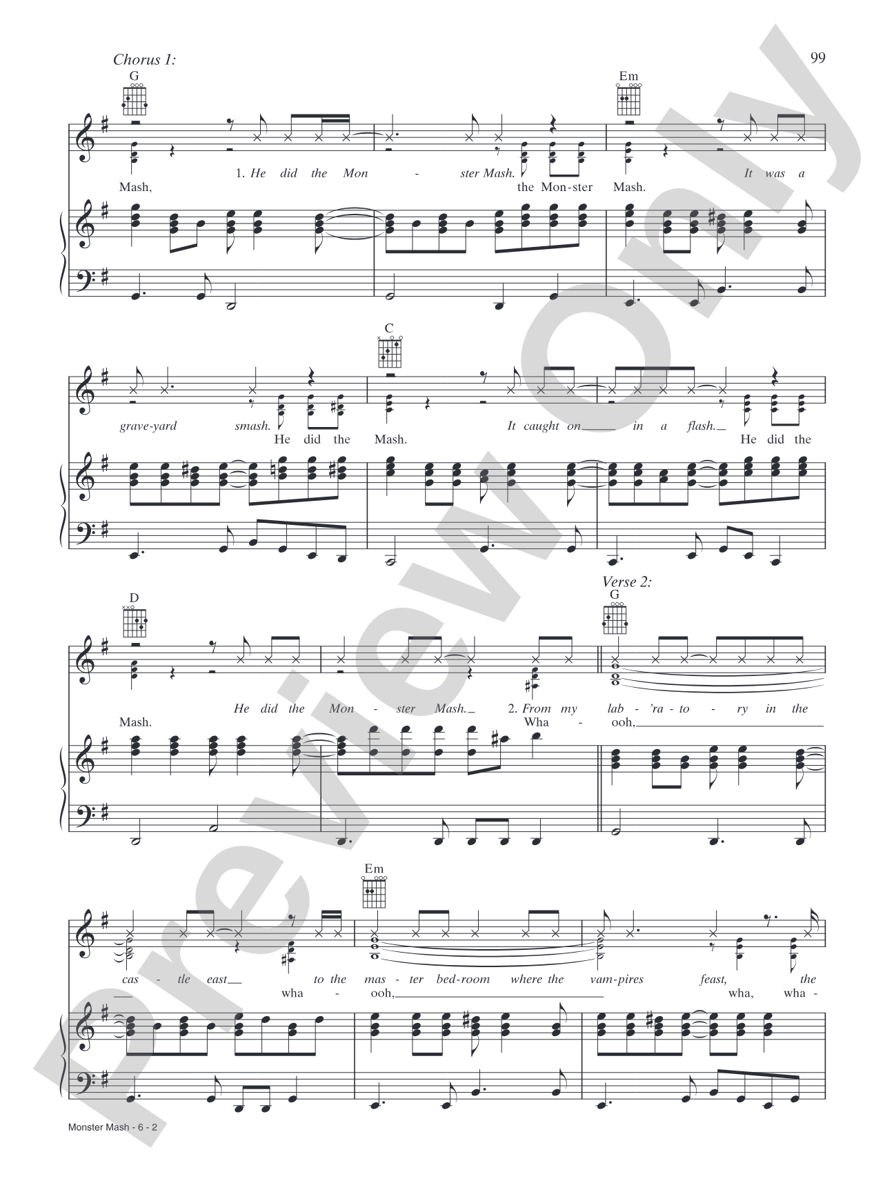 Monster Mash: Piano/Vocal/Chords