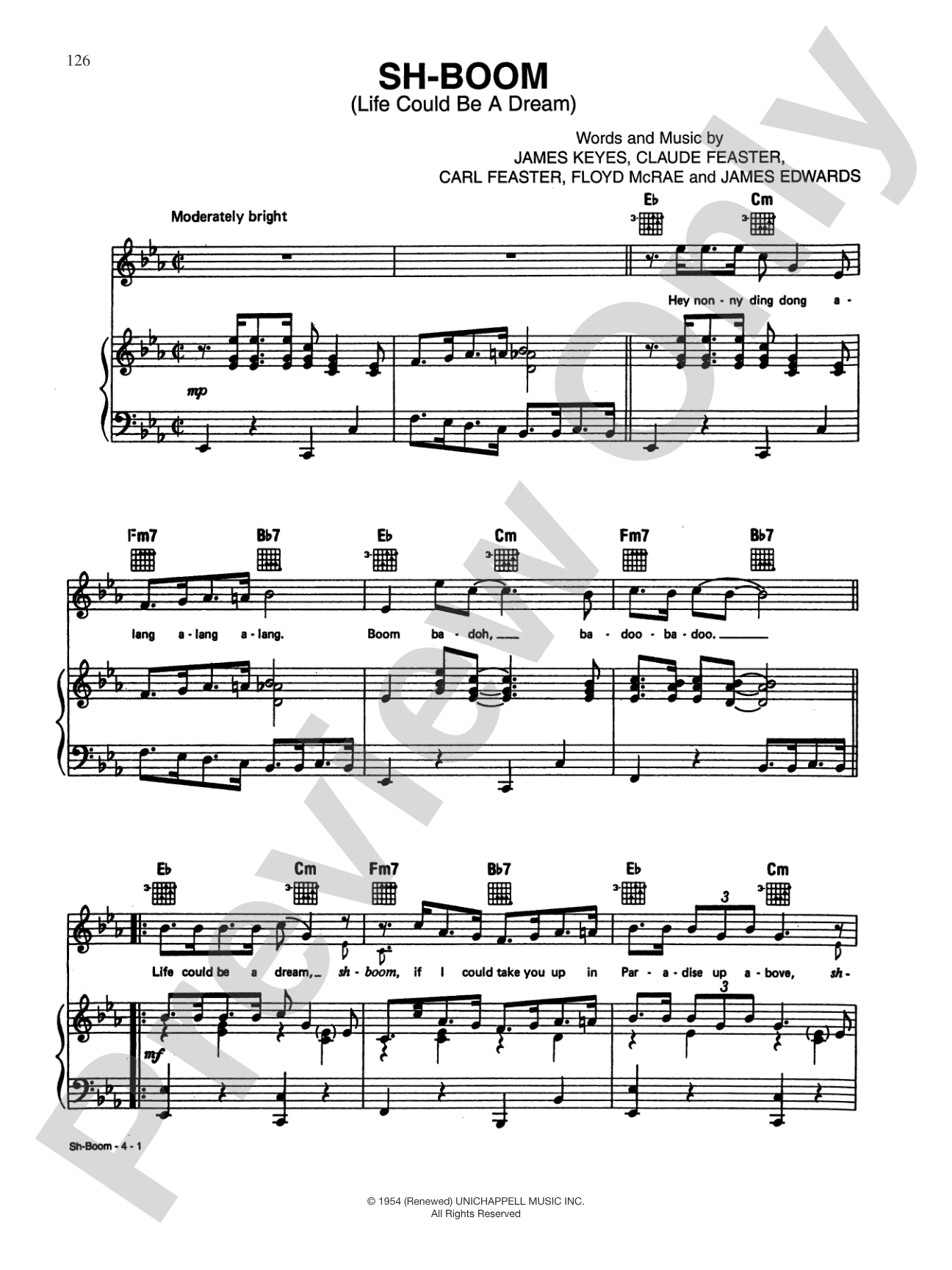 Sh-Boom: Piano/Vocal/Chords