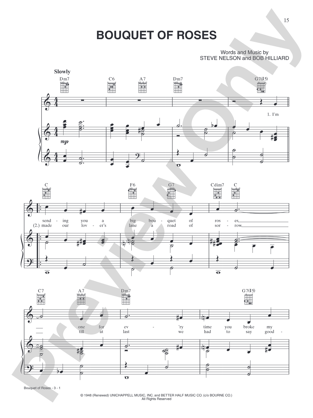 Bouquet of Roses: Piano/Vocal/Chords