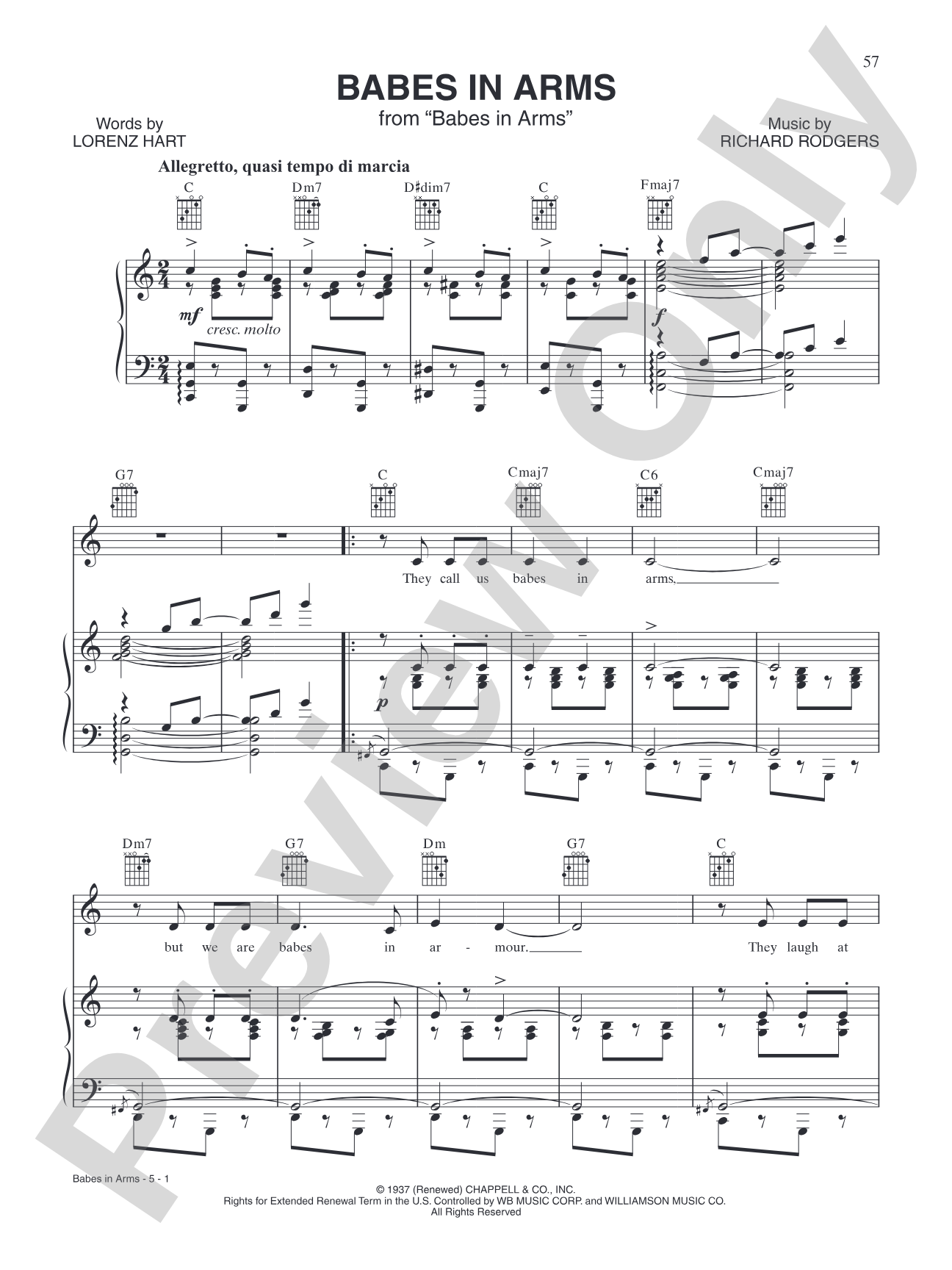 Babes In Arms: Piano/Vocal/Chords