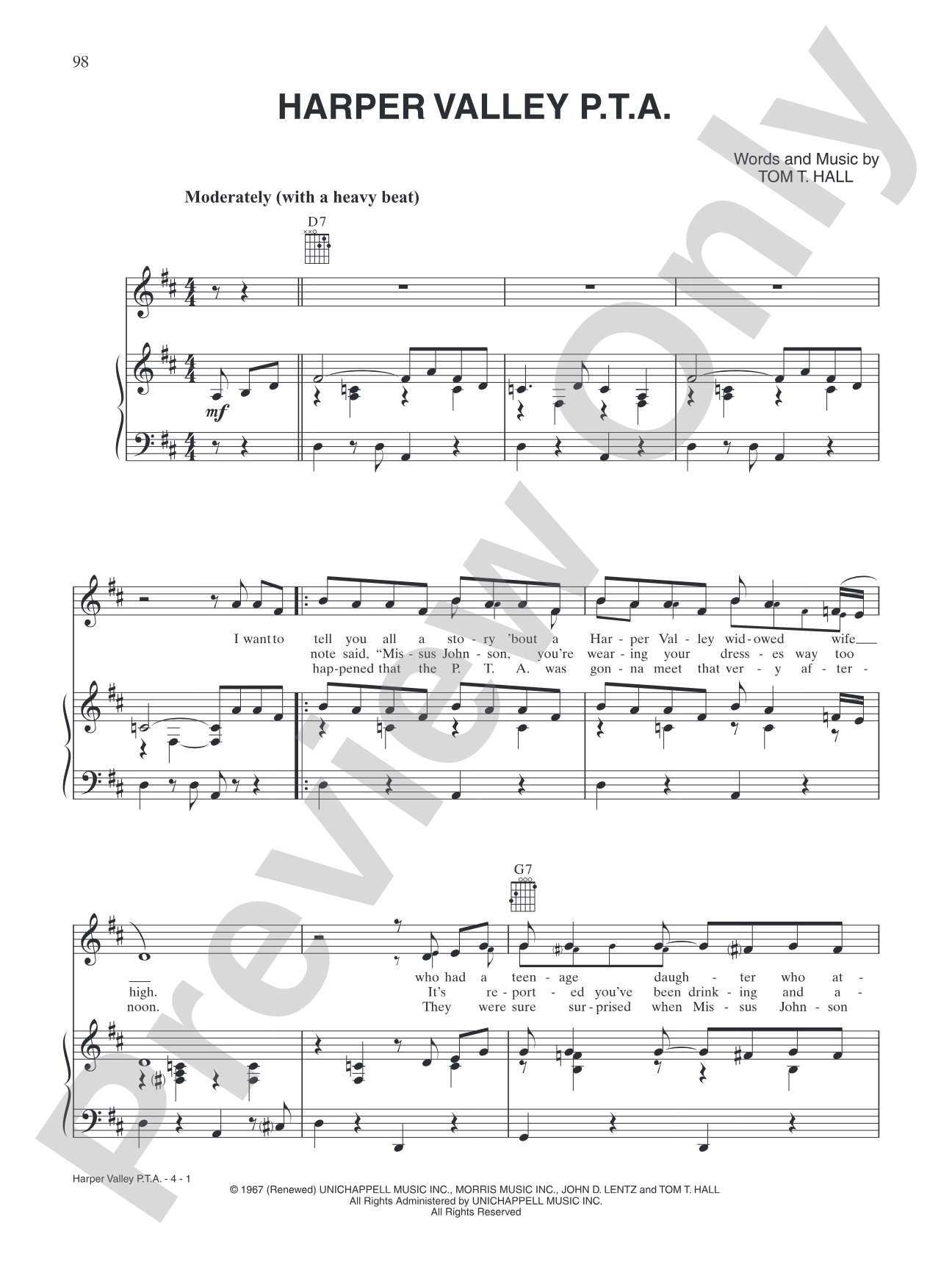 Harper Valley P.T.A.: Piano/Vocal/Chords