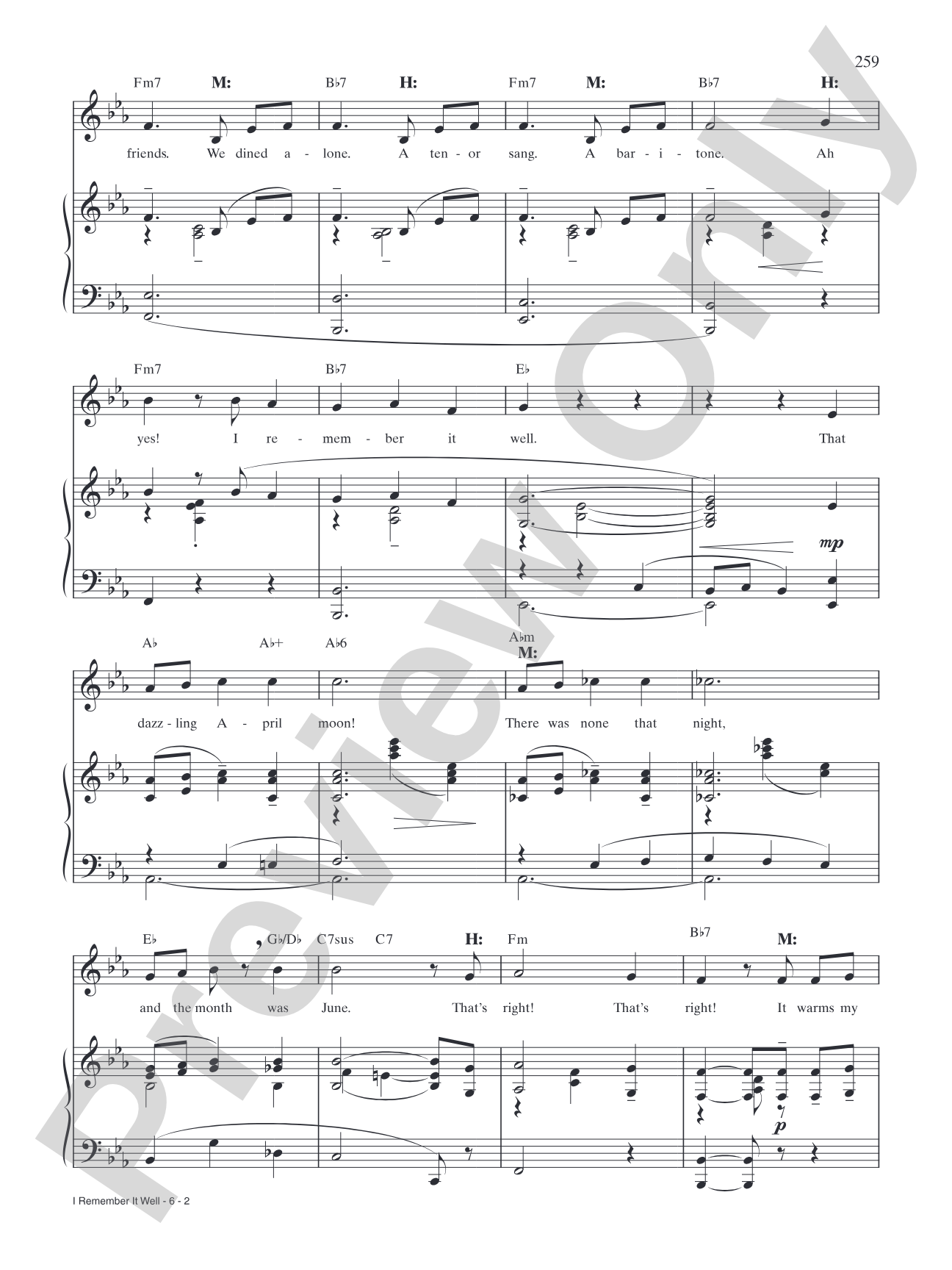 I Remember it Well (from "Gigi"): Piano/Vocal/Chords