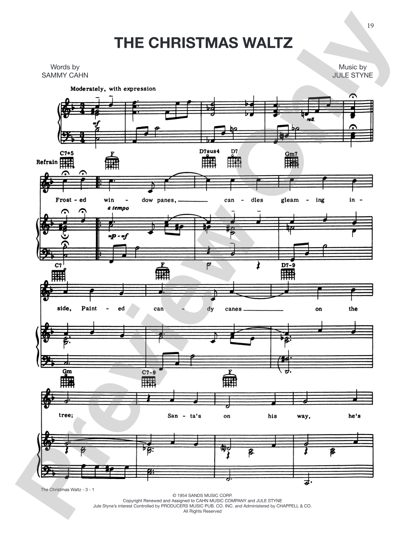 The Christmas Waltz: Piano/Vocal/Chords