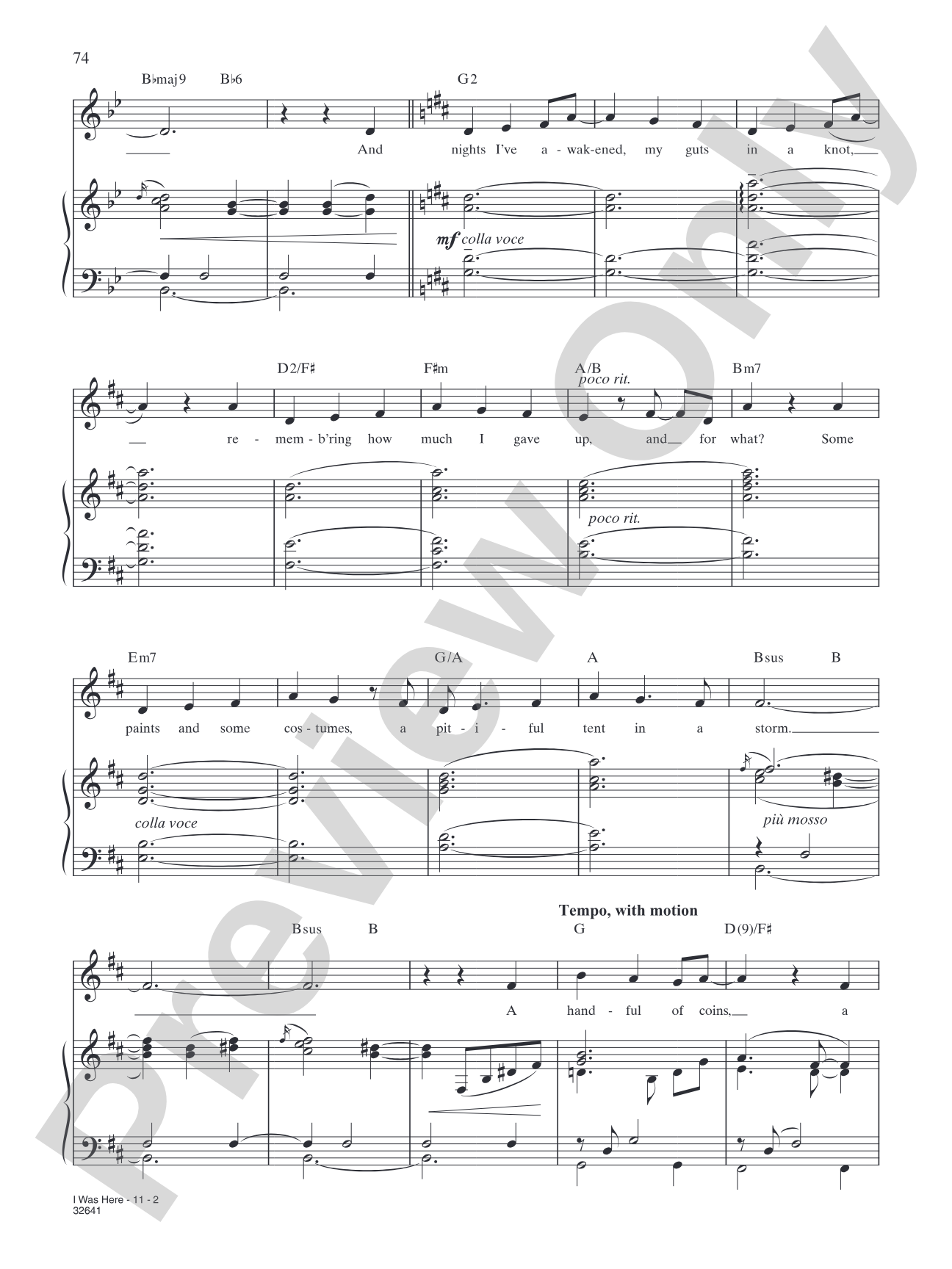 I Was Here (from "The Glorious Ones"): Piano/Vocal/Chords