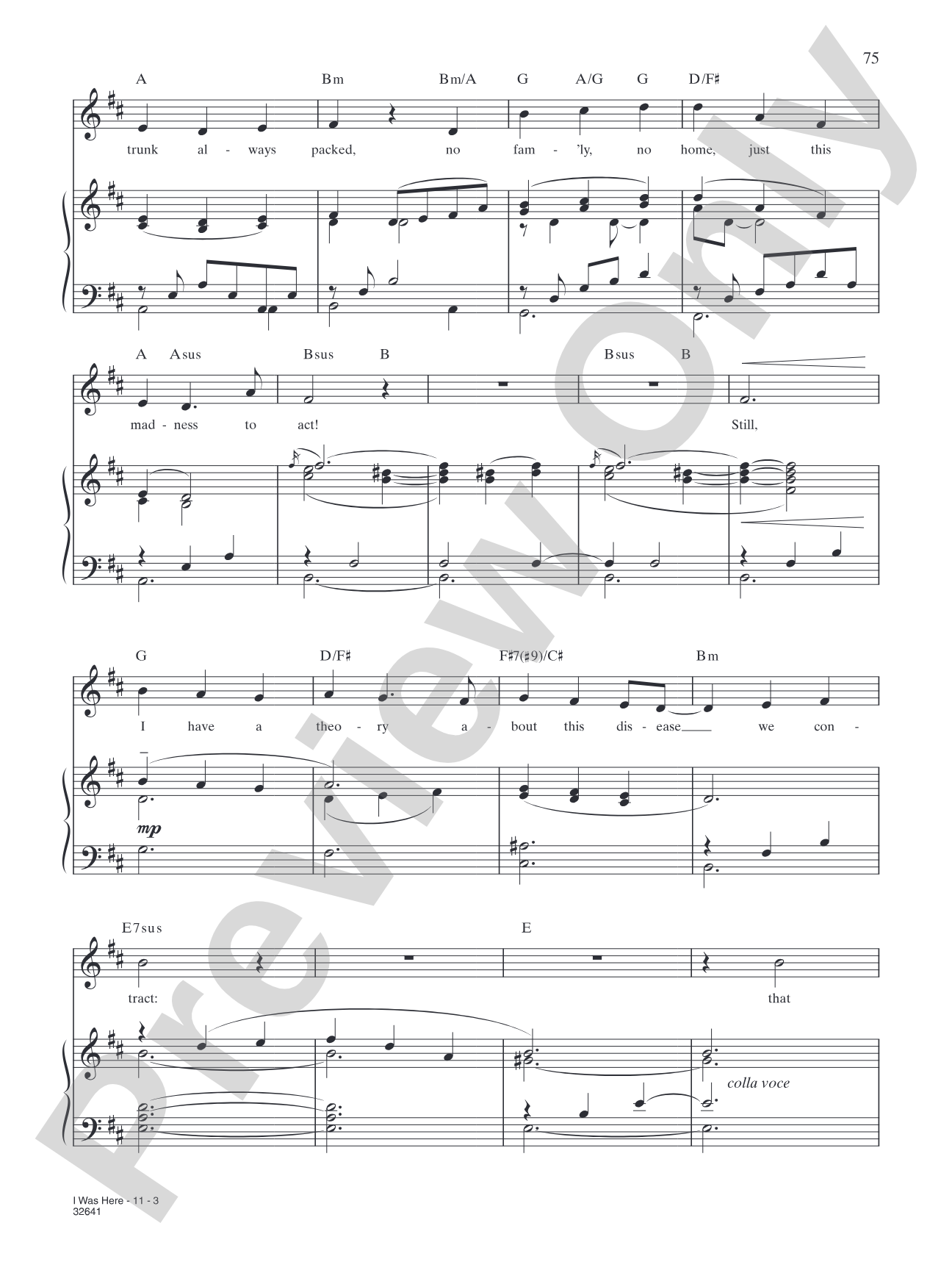 I Was Here (from "The Glorious Ones"): Piano/Vocal/Chords