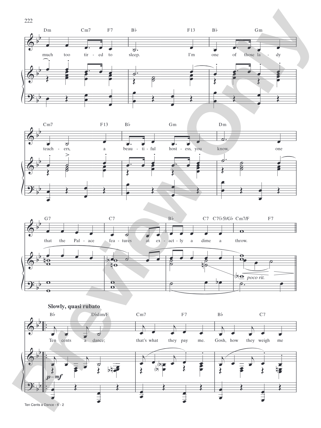 Ten Cents a Dance (from "Love Me or Leave Me"): Piano/Vocal/Chords