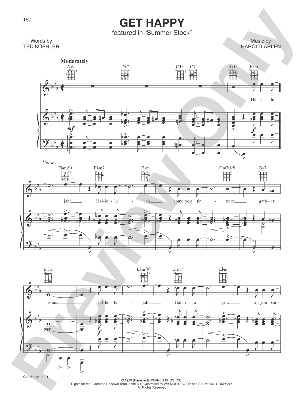 Get Happy (from "Summer Stock"): Piano/Vocal/Chords