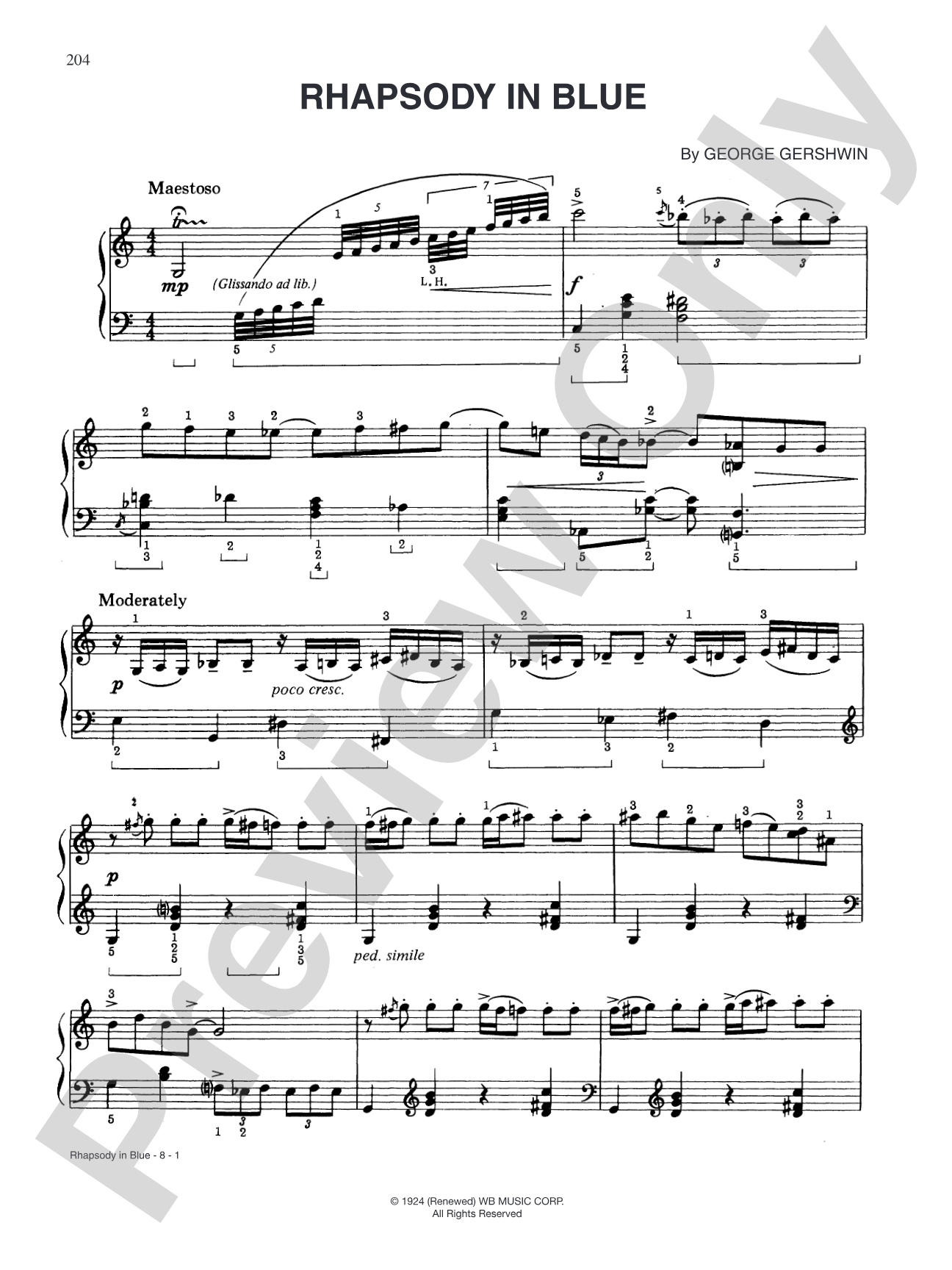 Rhapsody In Blue: Piano