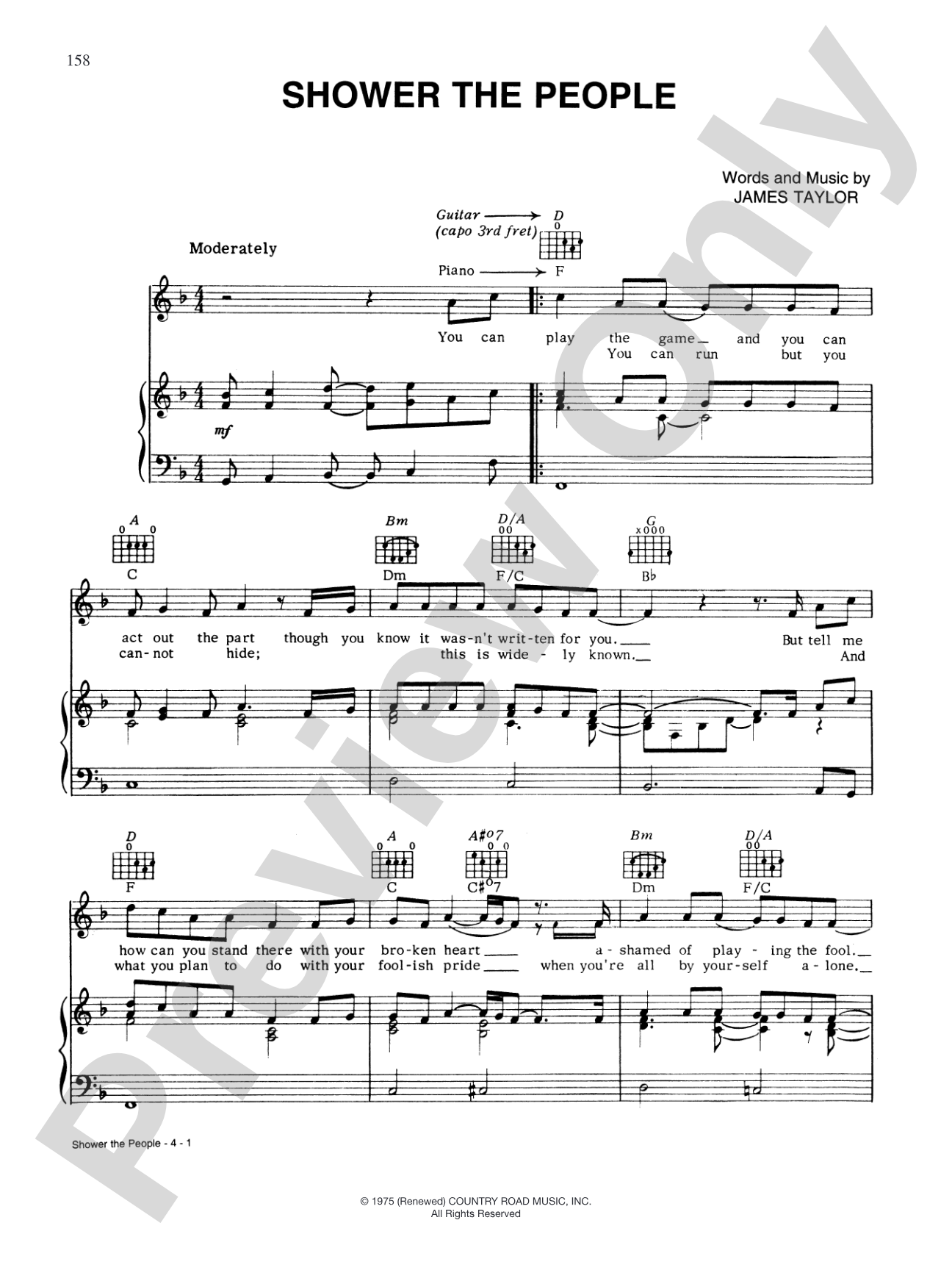 Shower the People: Piano/Vocal/Chords