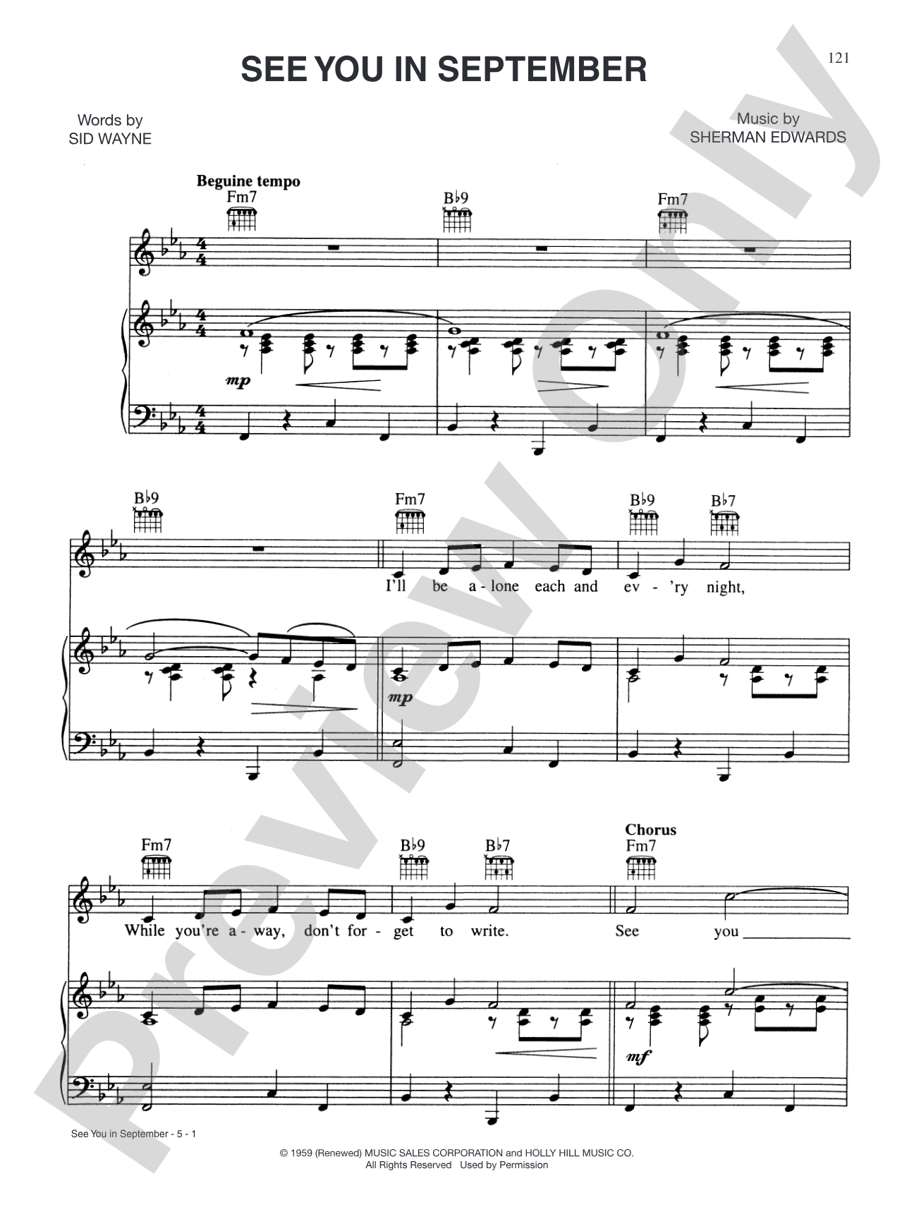 See You in September: Piano/Vocal/Chords