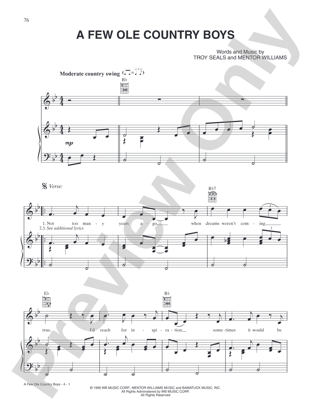 A Few Ole Country Boys: Piano/Vocal/Chords