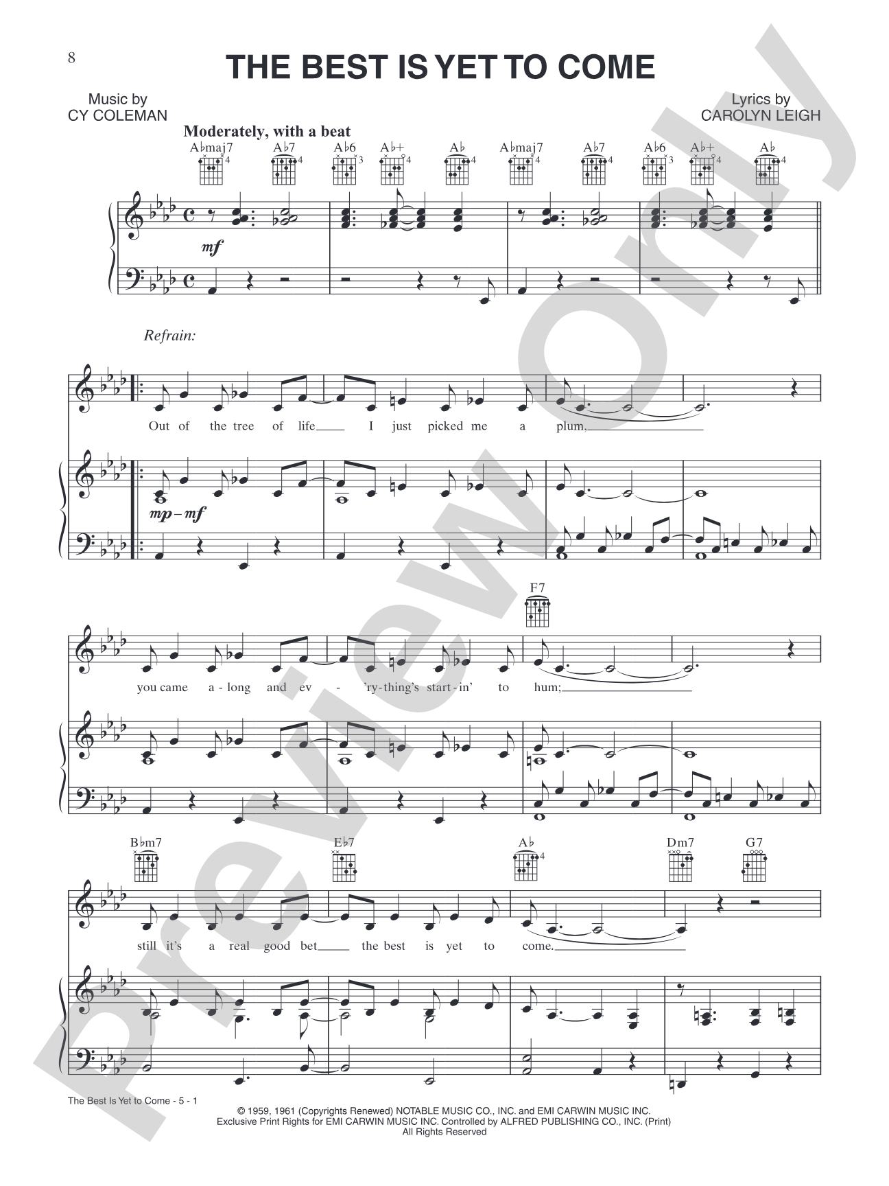 The Best is Yet to Come: Piano/Vocal/Chords