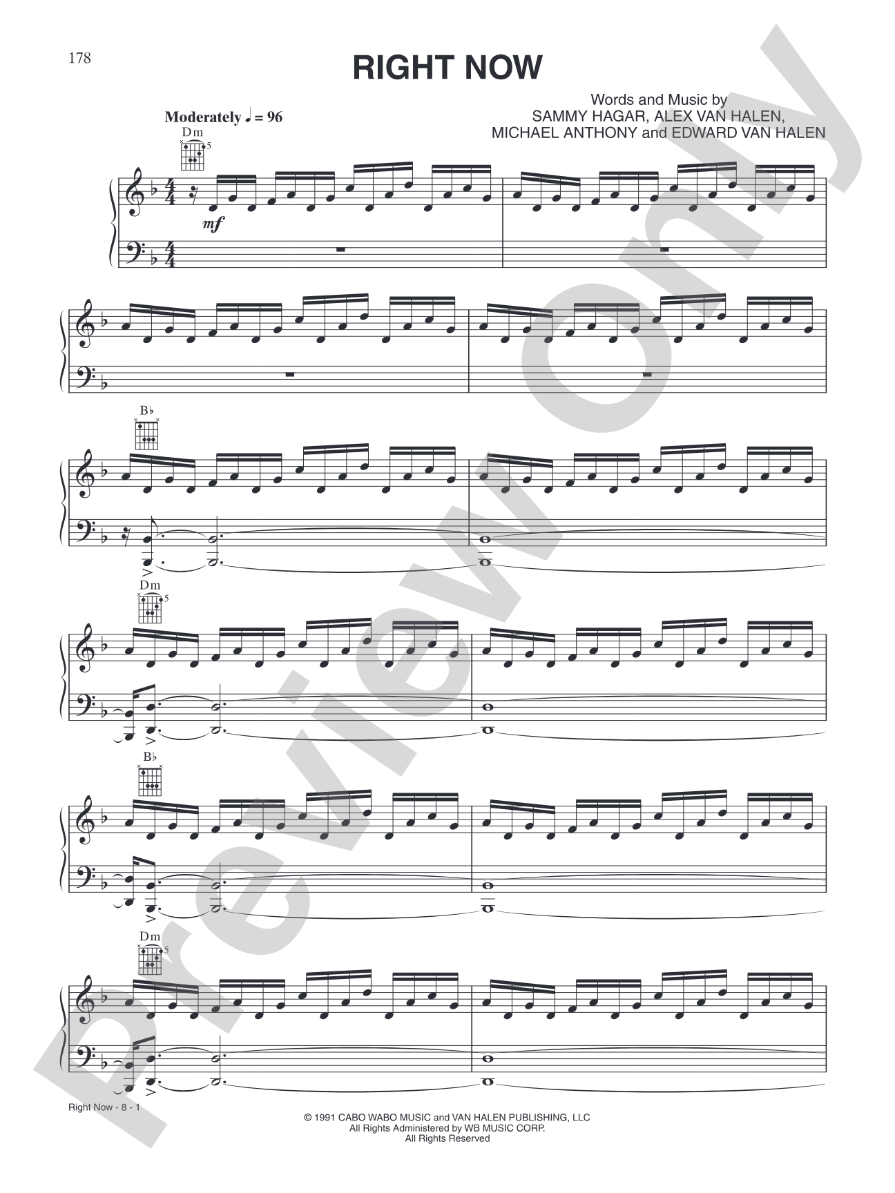 Right now: Piano/Vocal/Chords