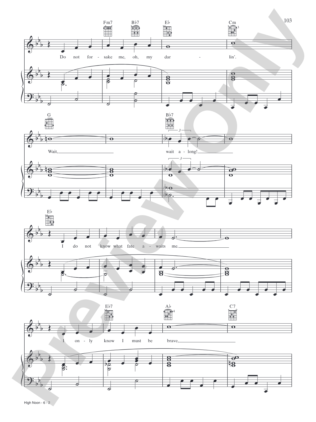 High Noon: Piano/Vocal/Chords