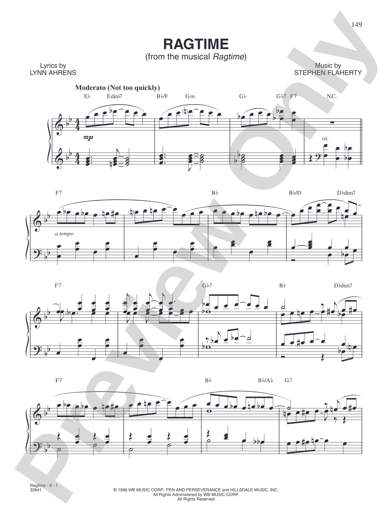 Ragtime (From "Ragtime"): Piano/Vocal/Chords