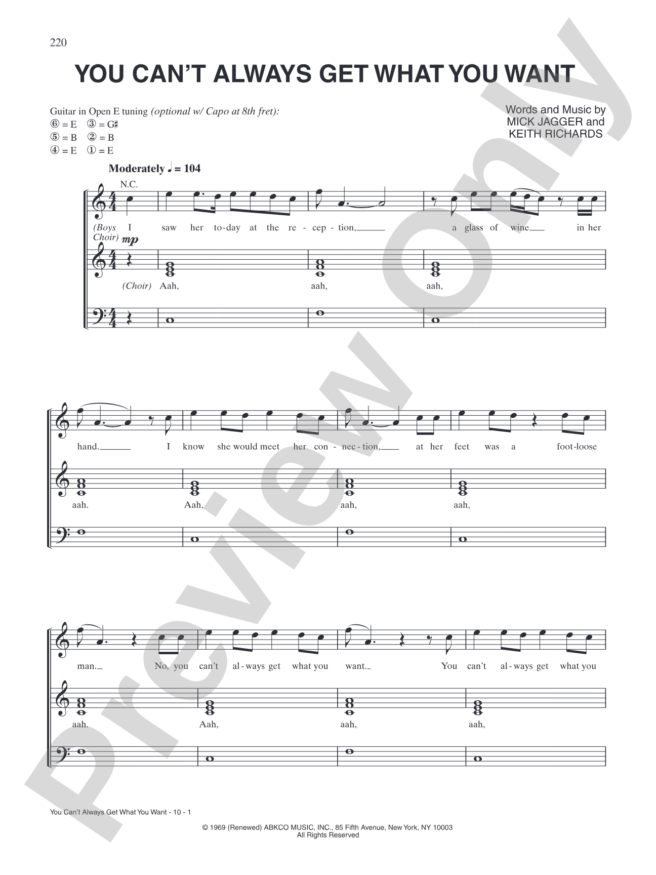 You Can't Always Get What You Want: Piano/Vocal/Chords