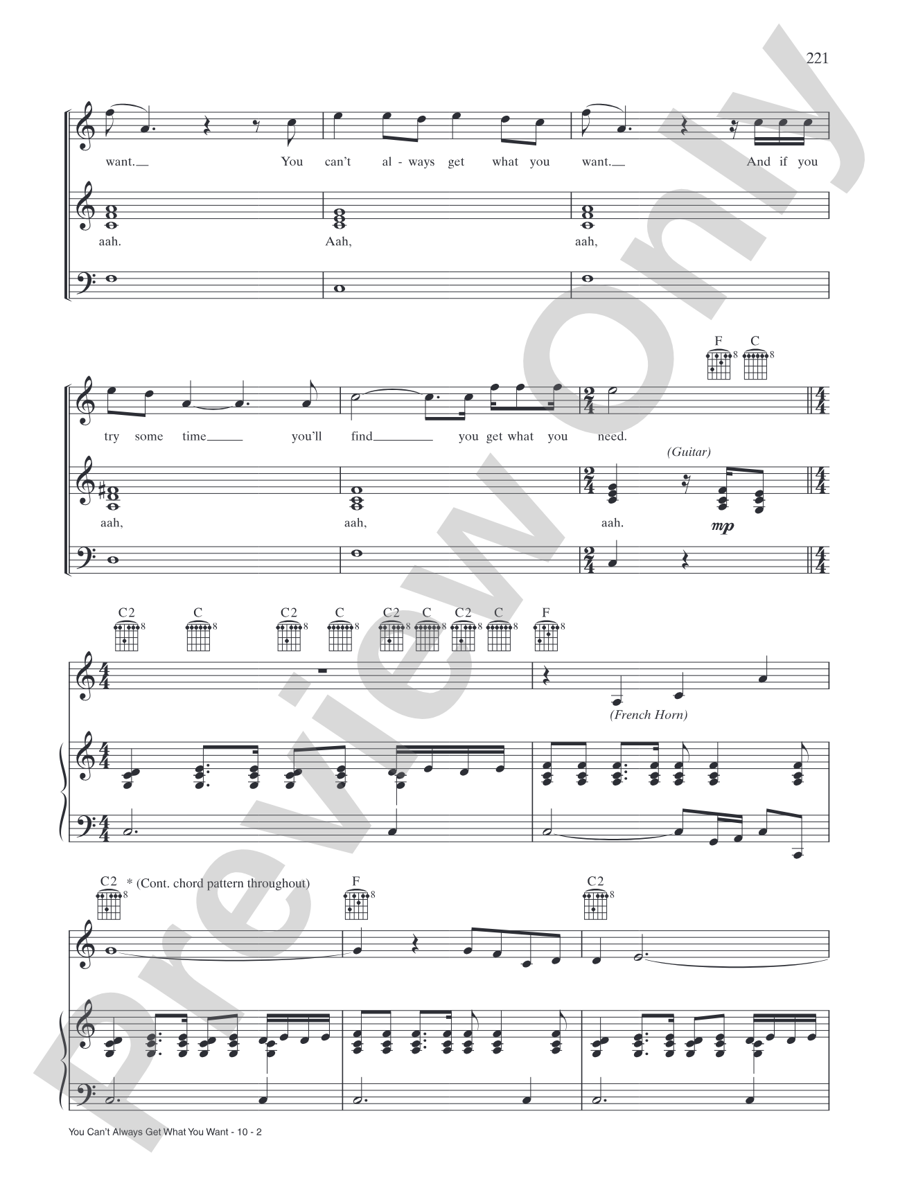 You Can't Always Get What You Want: Piano/Vocal/Chords