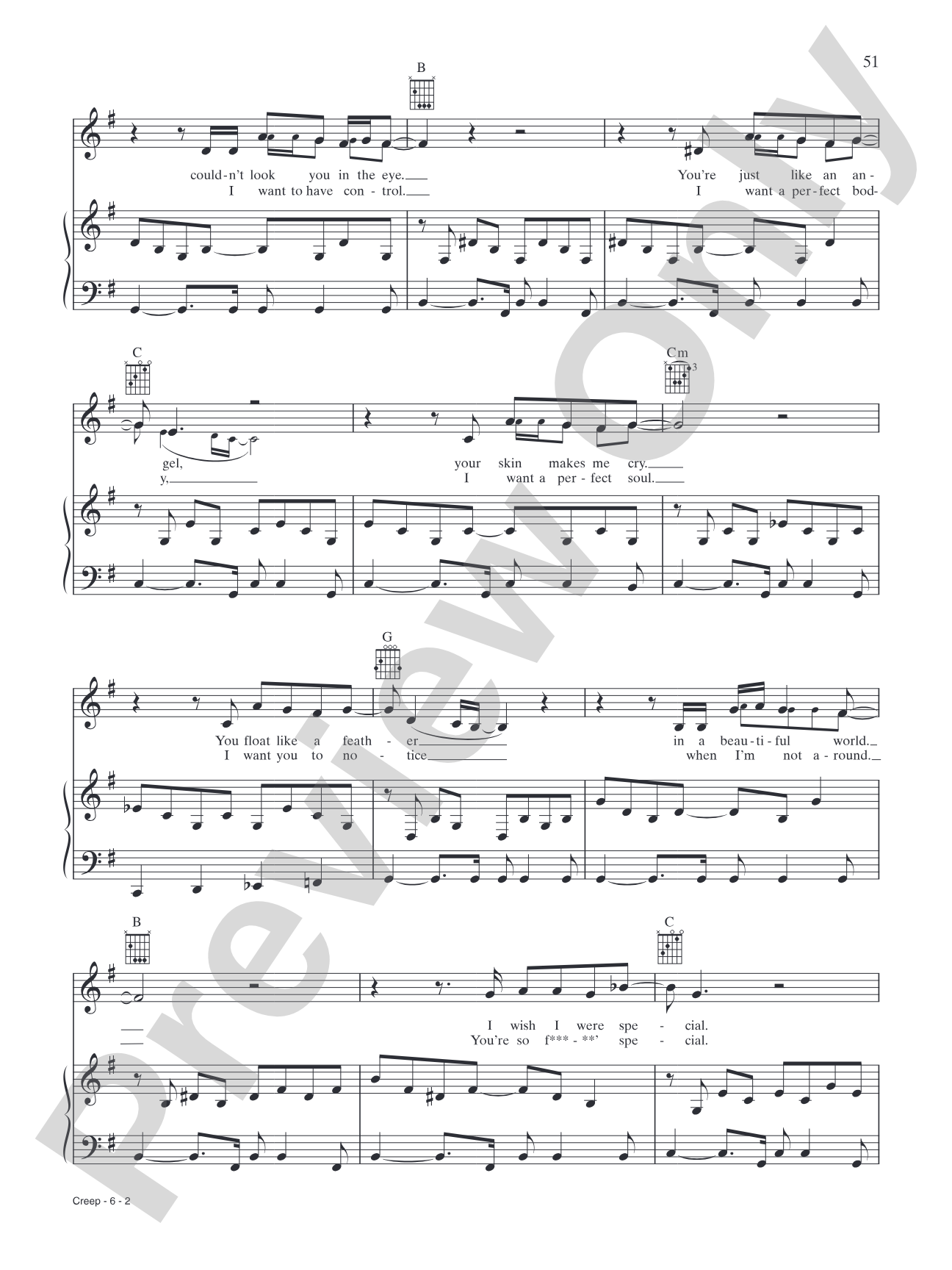 Creep: Piano/Vocal/Chords