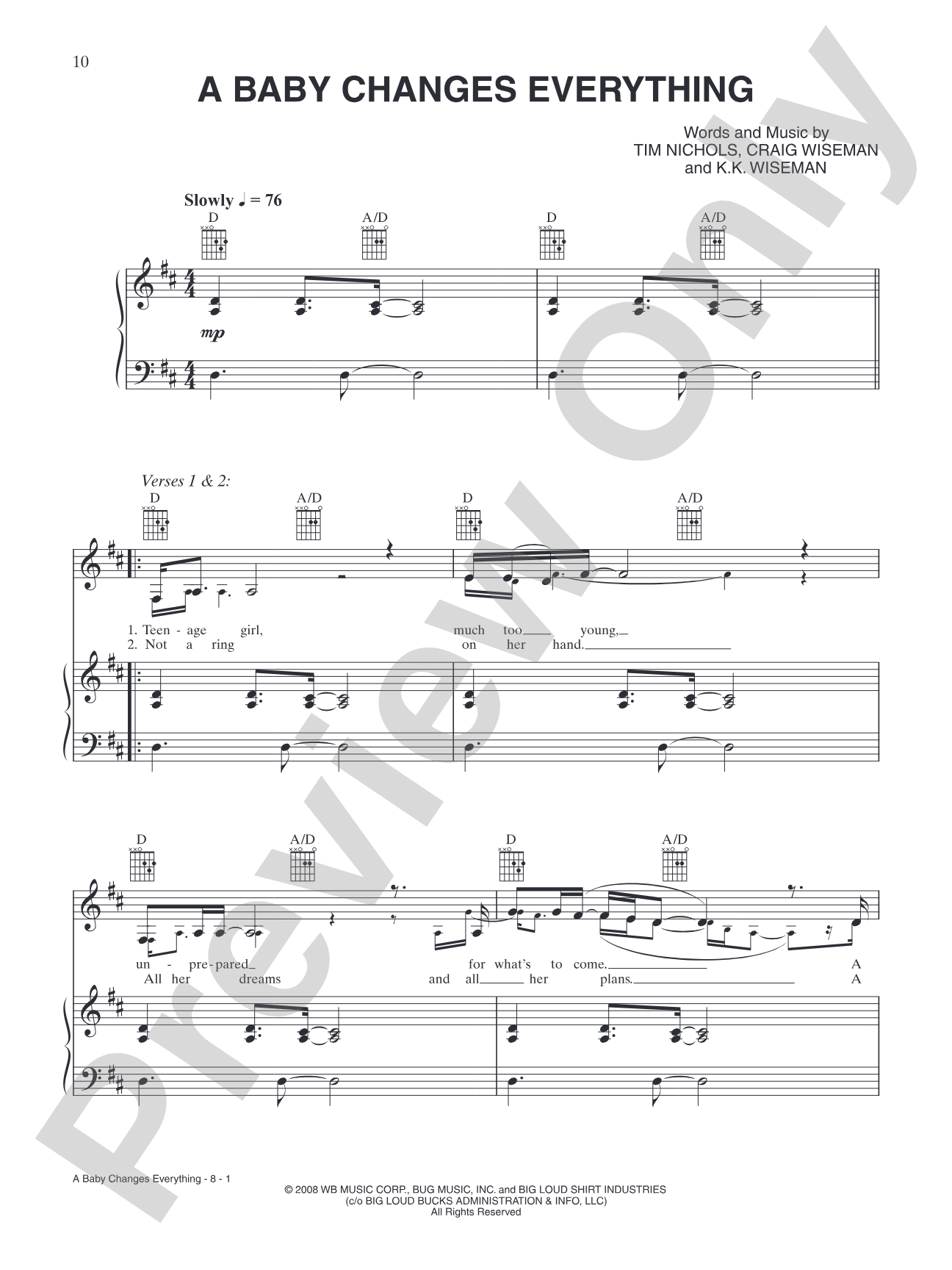 A Baby Changes Everything: Piano/Vocal/Chords