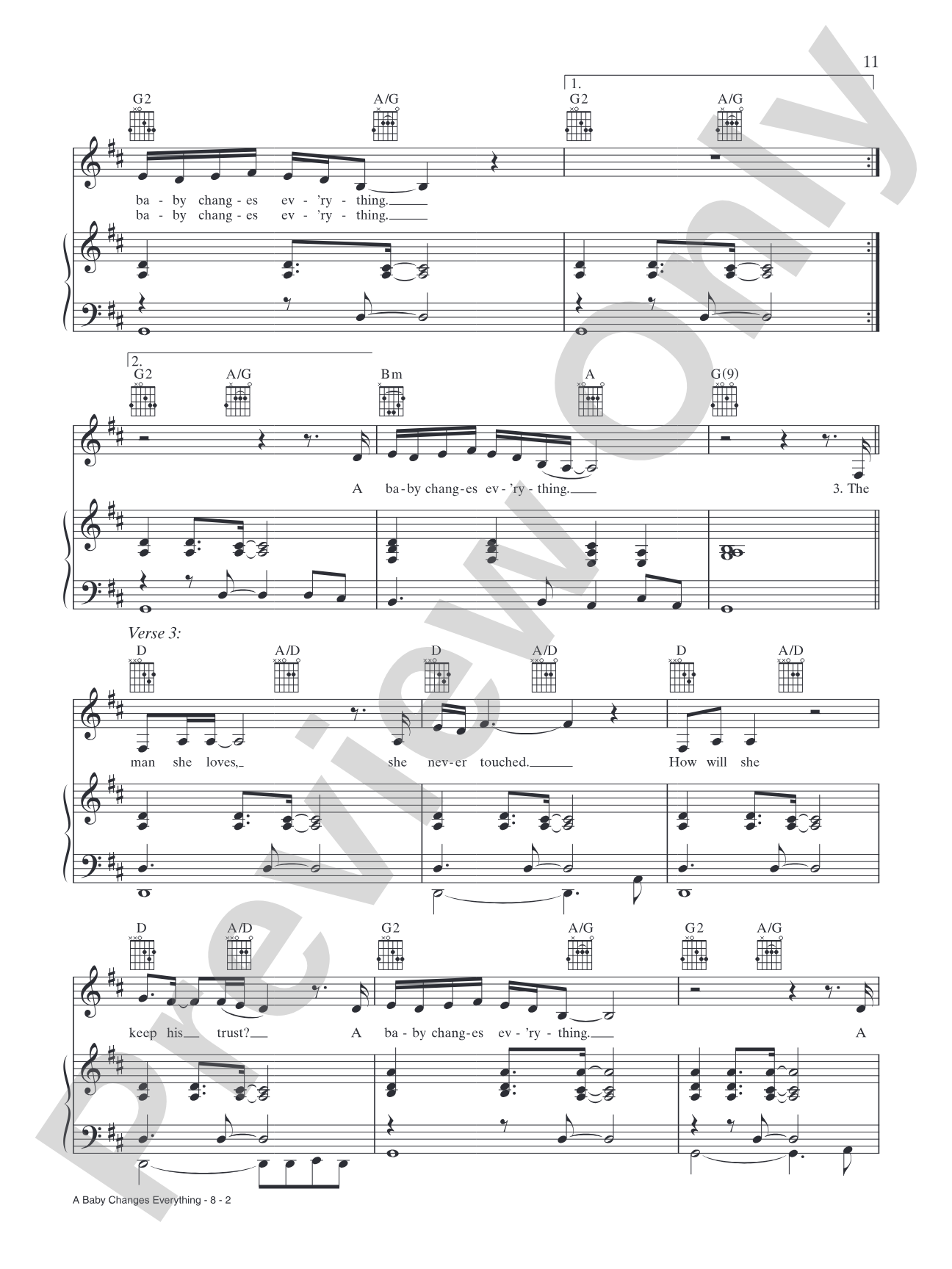 A Baby Changes Everything: Piano/Vocal/Chords