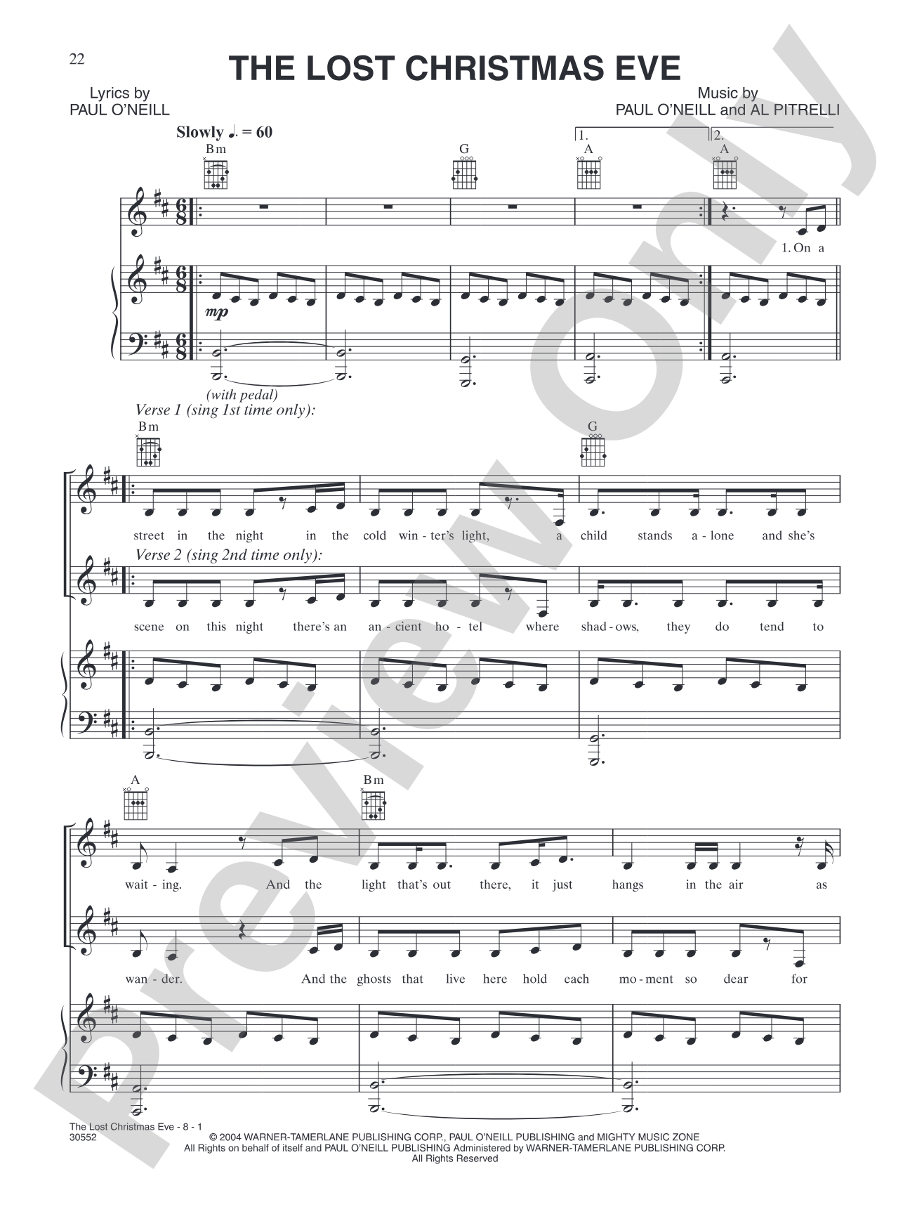 The Lost Christmas Eve: Piano/Vocal/Chords