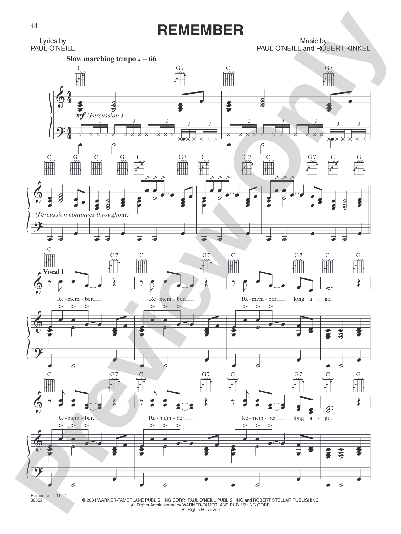 Remember: Piano/Vocal/Chords