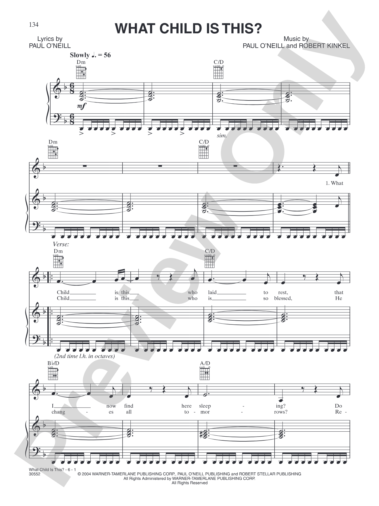 What Child is This: Piano/Vocal/Chords