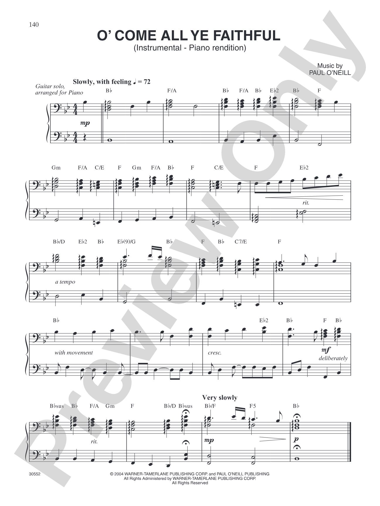 O Come All Ye Faithful: Piano