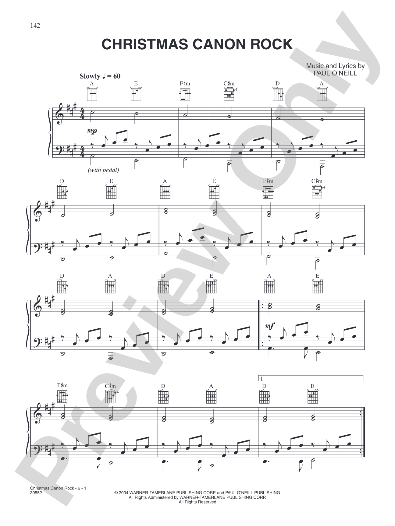 Christmas Canon Rock: Piano/Vocal/Chords