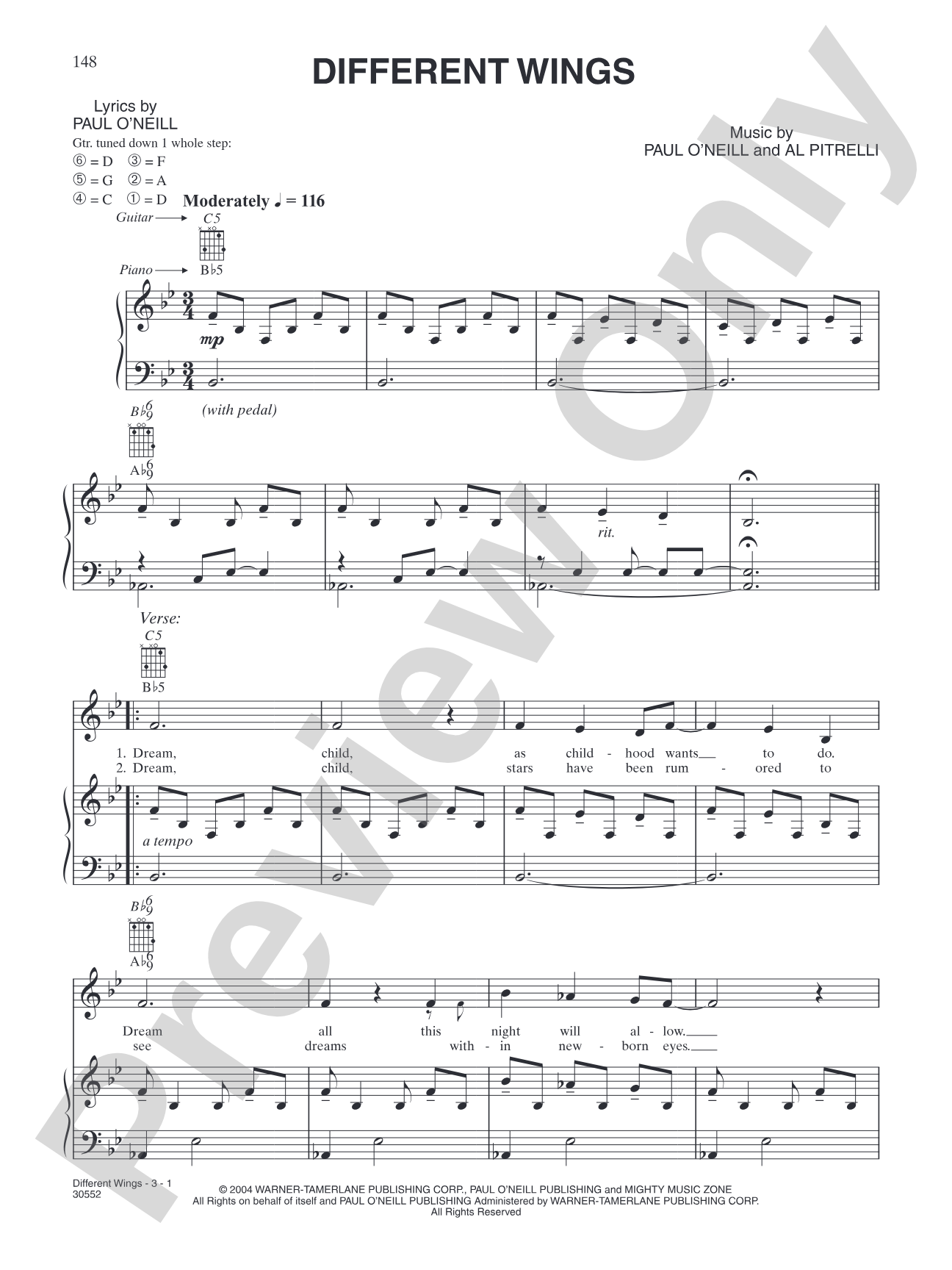 Different Wings: Piano/Vocal/Chords