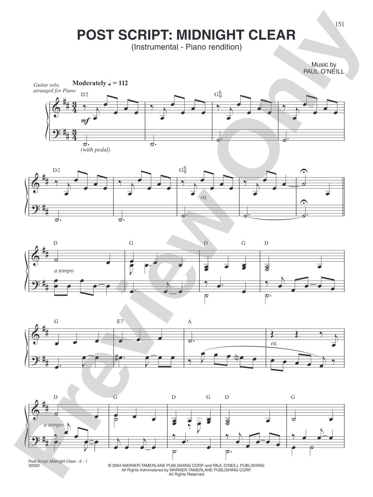 Post Script: Midnight Clear: Piano