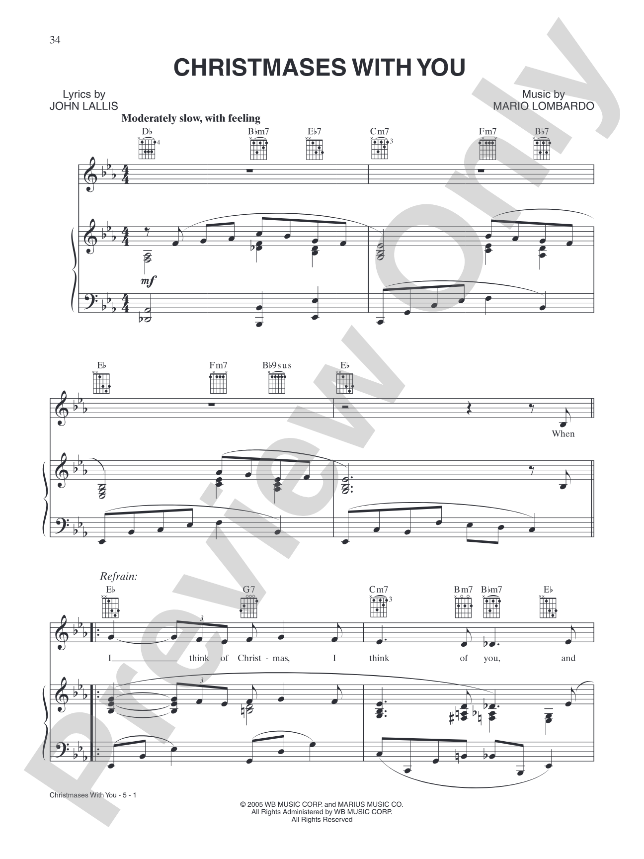Christmases with You: Piano/Vocal/Chords