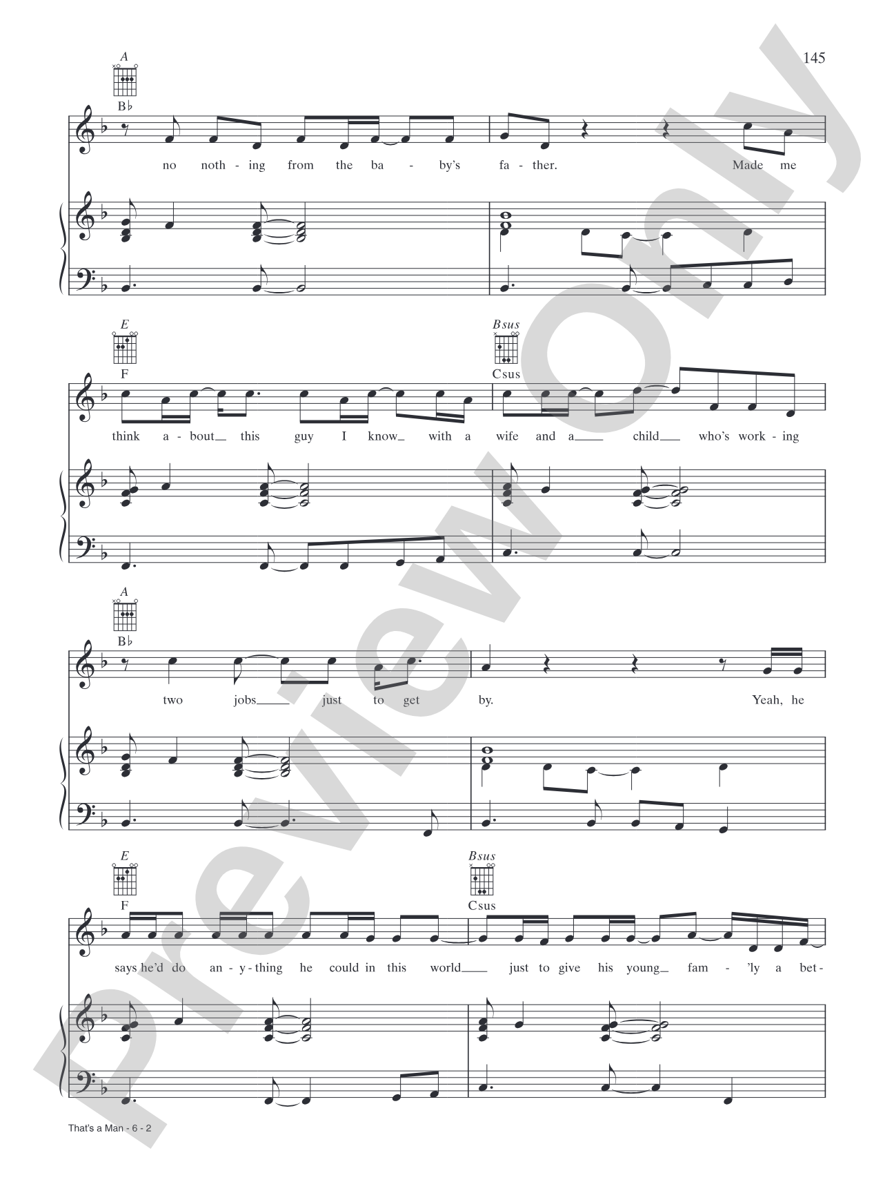 That's a Man: Piano/Vocal/Chords