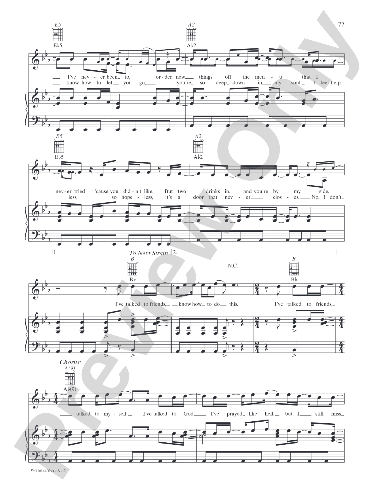 I Still Miss You: Piano/Vocal/Chords