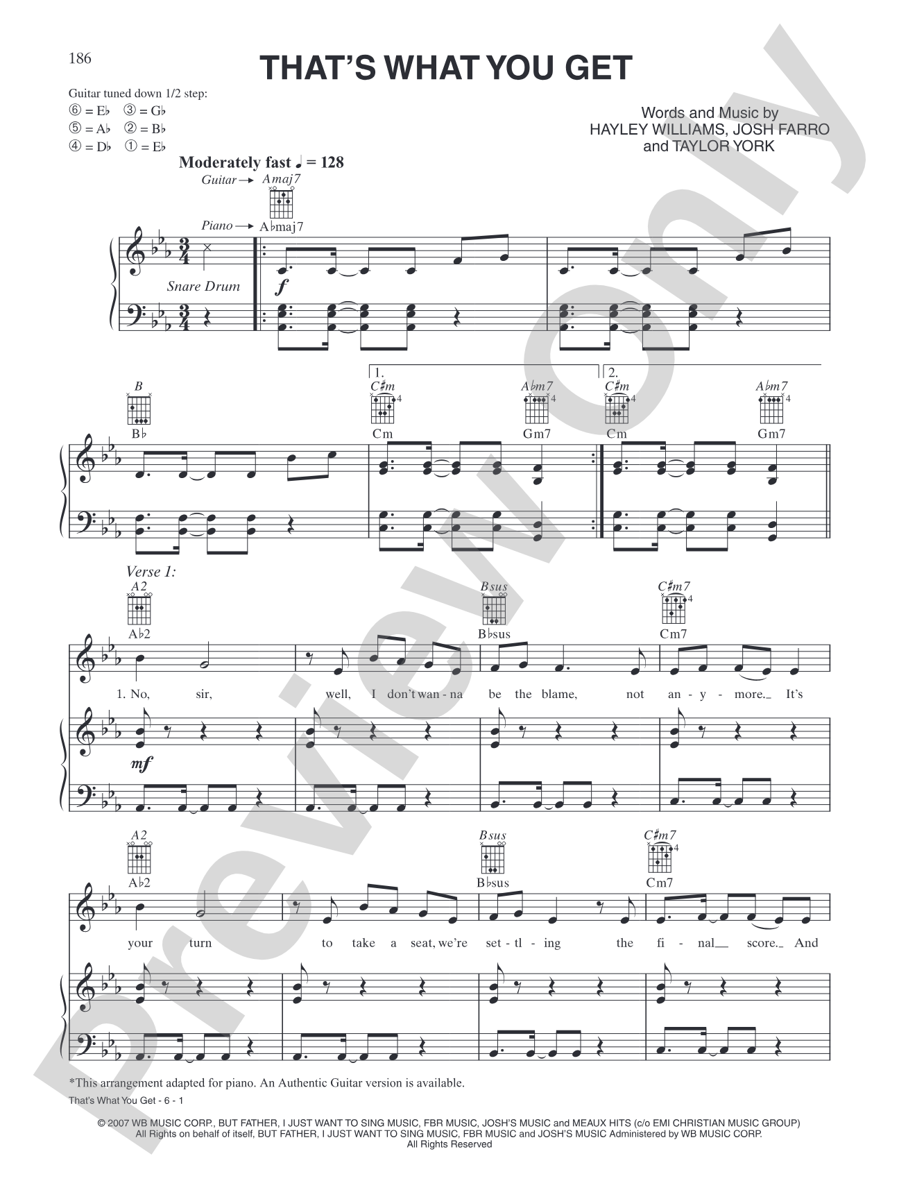 That's What You Get: Piano/Vocal/Chords