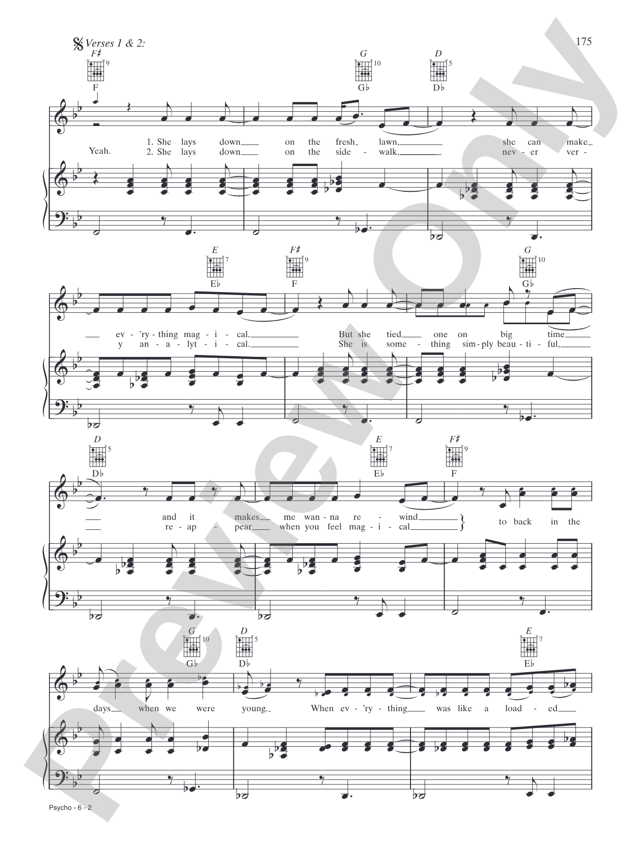 Psycho: Piano/Vocal/Chords