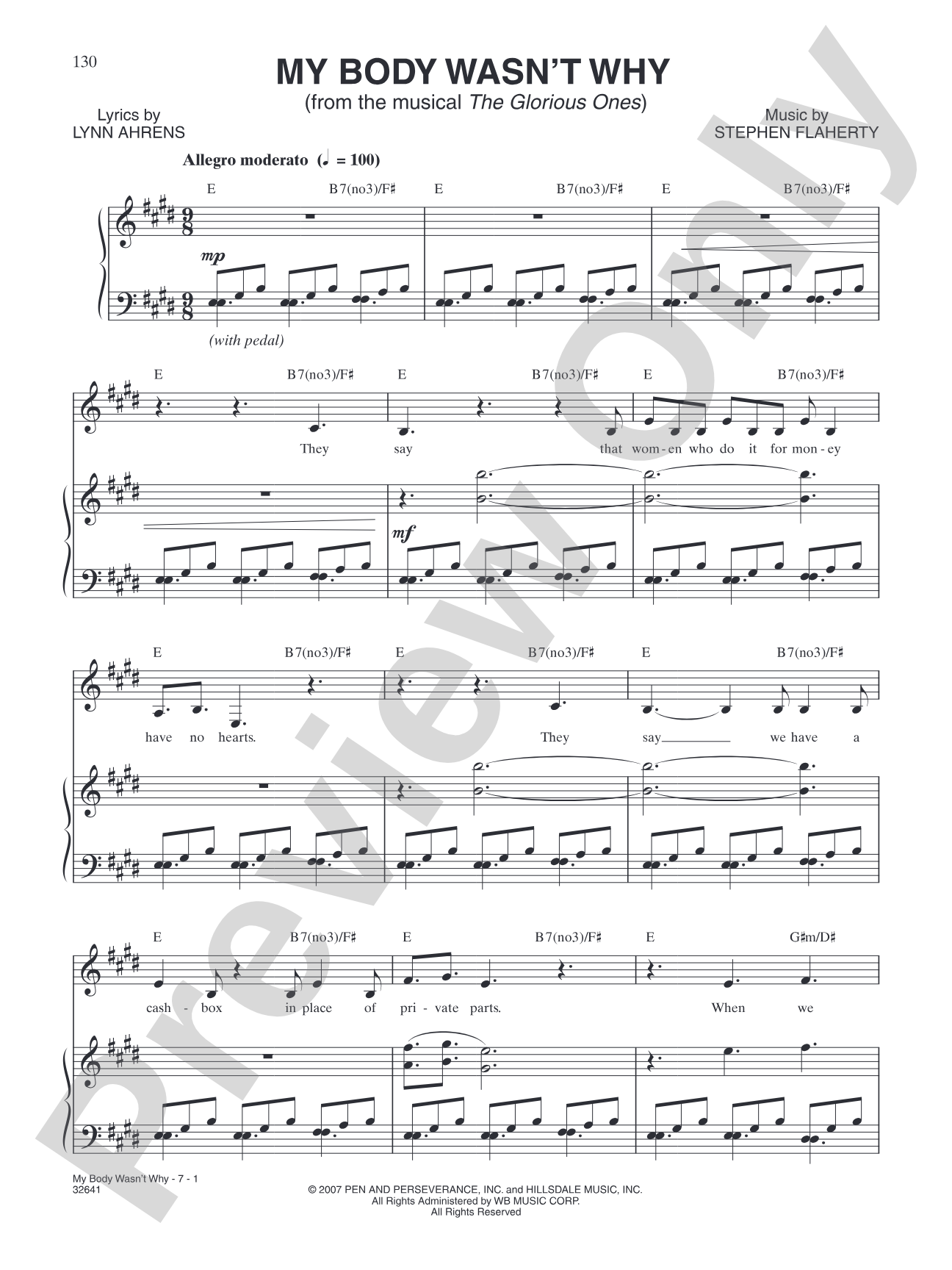 My Body Wasn't Why (from "The Glorious Ones"): Piano/Vocal/Chords