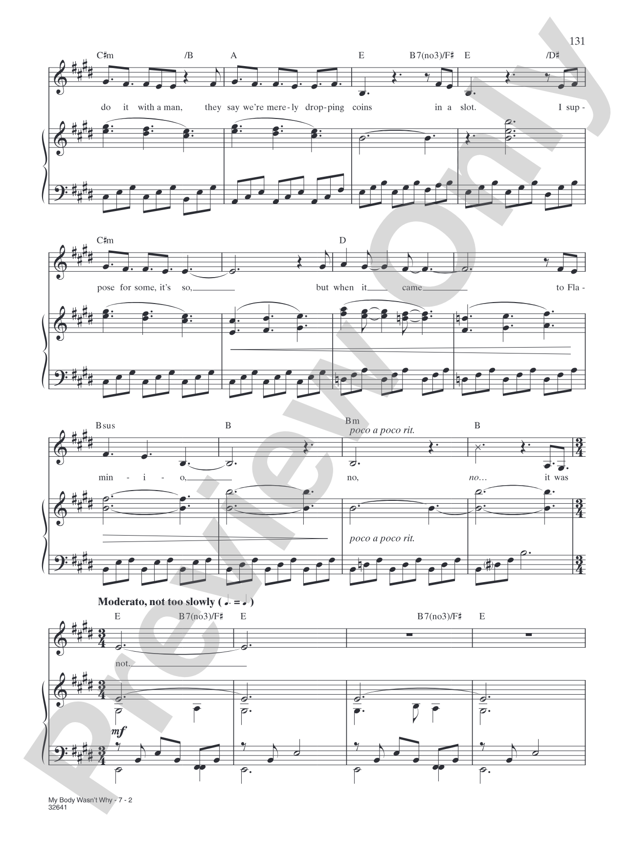 My Body Wasn't Why (from "The Glorious Ones"): Piano/Vocal/Chords