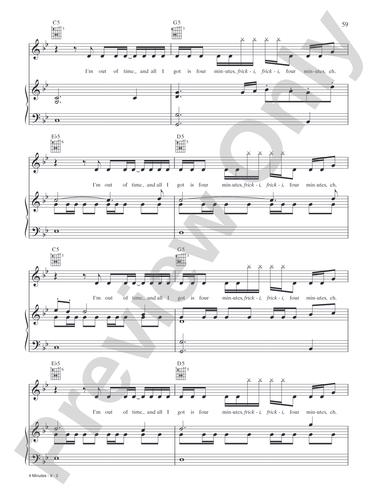 4 Minutes: Piano/Vocal/Chords