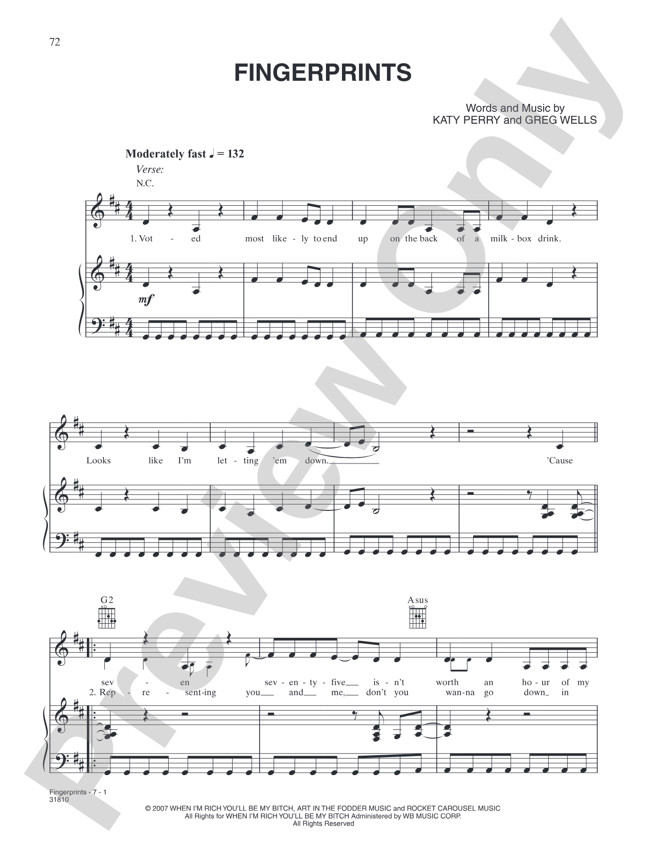 Fingerprints: Piano/Vocal/Chords