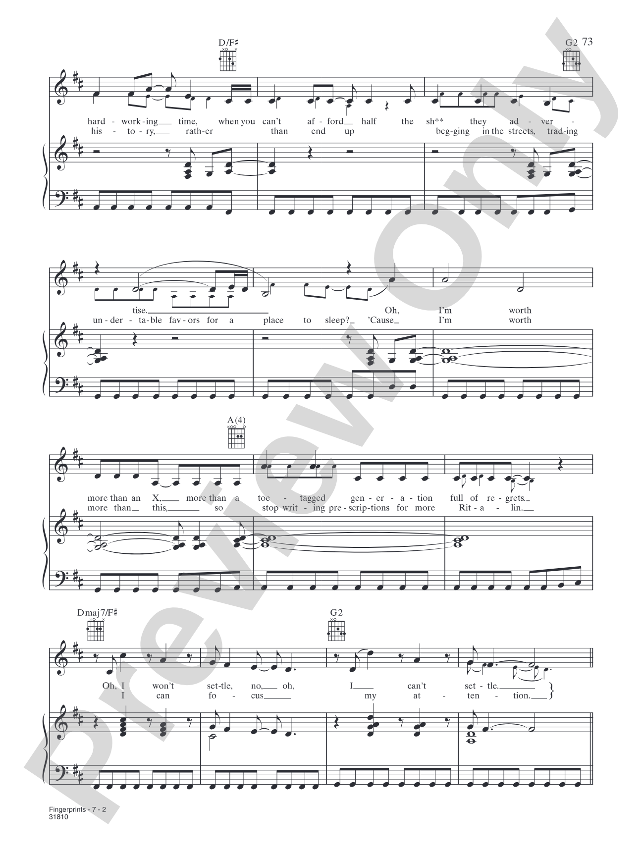 Fingerprints: Piano/Vocal/Chords