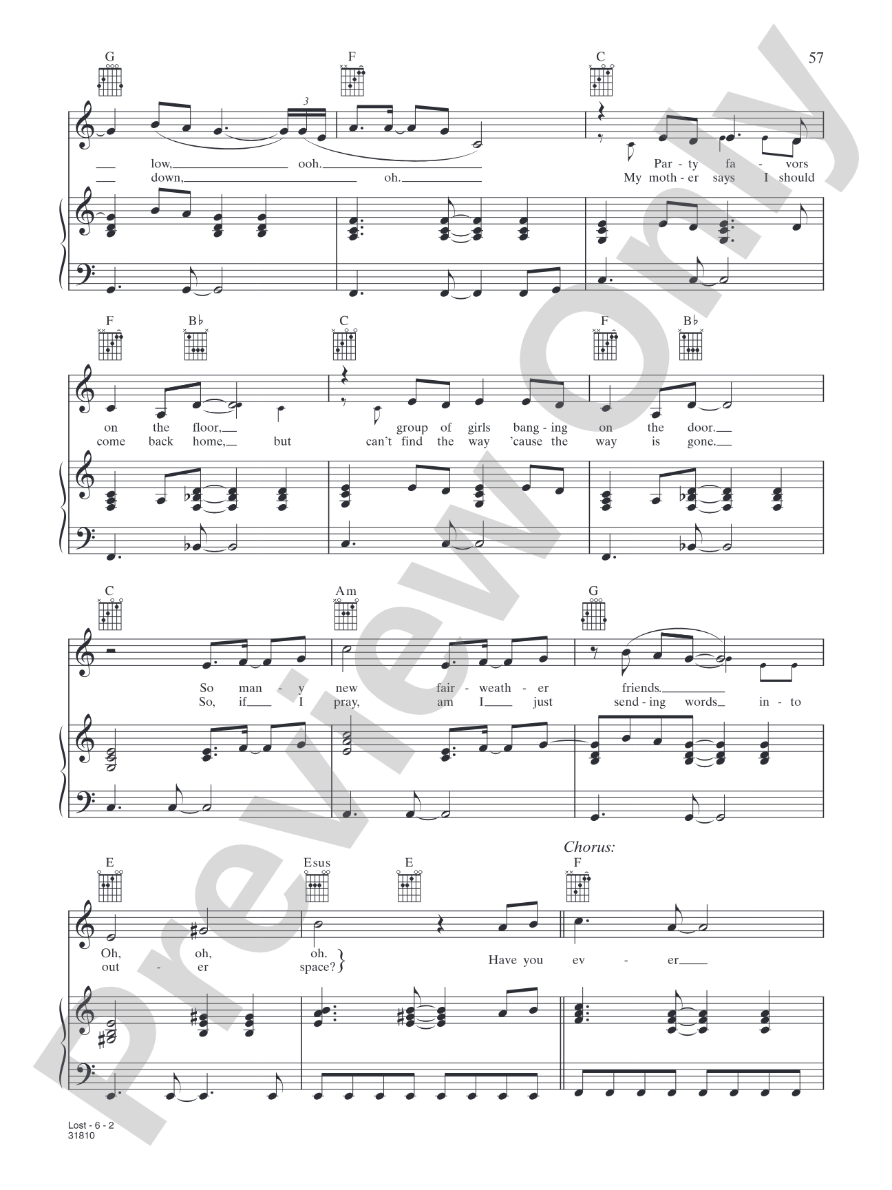 Lost: Piano/Vocal/Chords